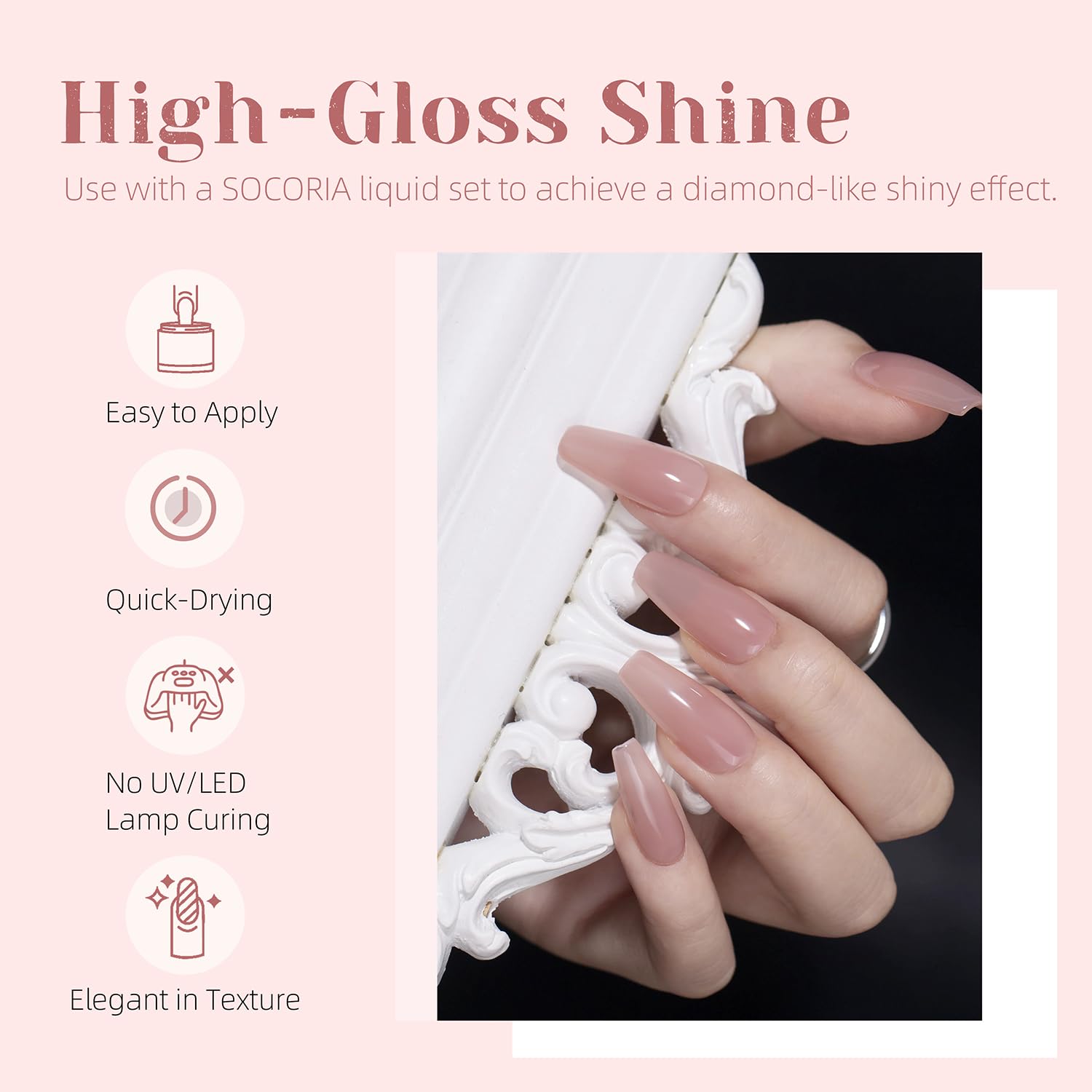 Dip Powder Nail Kit Starter, Gentle Nude Pink Milky White Neutral Skin Color and Dipping Powder Liquid Set with Base Top Coat and Activator for French Nail Art Manicure DIY Salon 9PCS - Image 4
