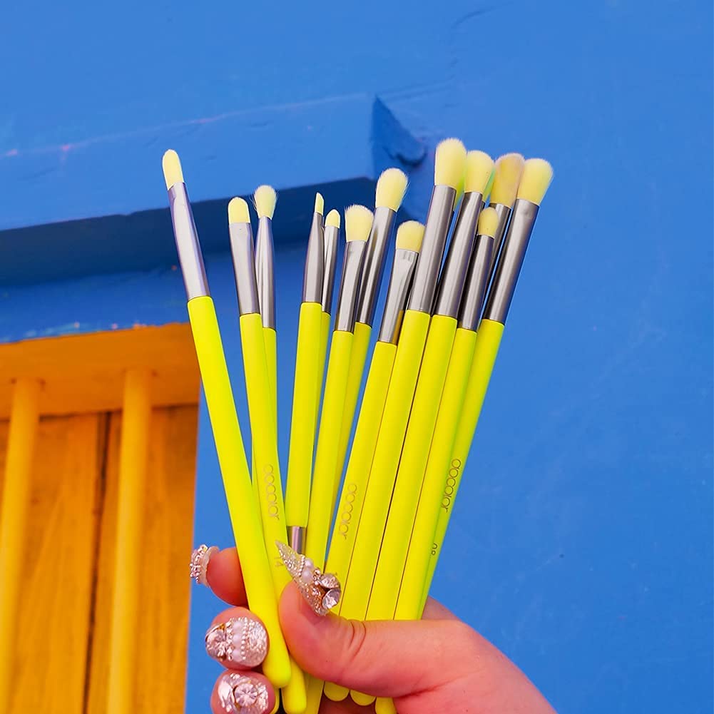 Docolor 15Pcs Neon Eye Makeup Brushes Set + 16Pcs Colorful Eyeshadow Makeup Brush Set Professional Makeup Brushes Eye Shadow Concealer Eyebrow Eyelash Eye Liners Blending Make Up Brushes Set - Image 3