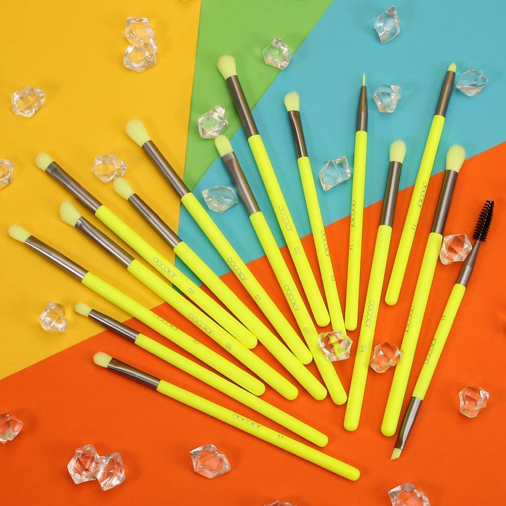 Docolor 15Pcs Neon Eye Makeup Brushes Set + 16Pcs Colorful Eyeshadow Makeup Brush Set Professional Makeup Brushes Eye Shadow Concealer Eyebrow Eyelash Eye Liners Blending Make Up Brushes Set - Image 8