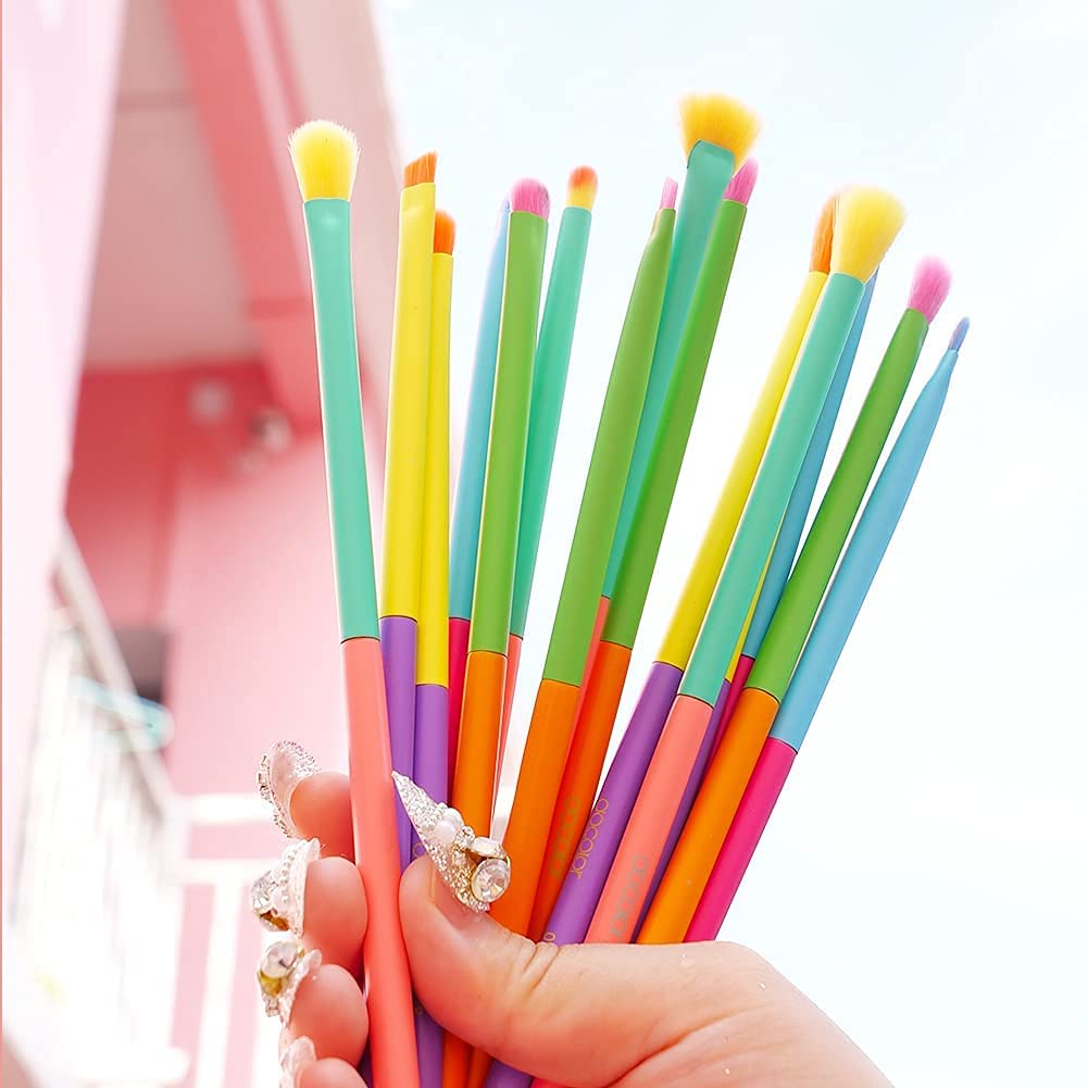 Docolor 15Pcs Neon Eye Makeup Brushes Set + 16Pcs Colorful Eyeshadow Makeup Brush Set Professional Makeup Brushes Eye Shadow Concealer Eyebrow Eyelash Eye Liners Blending Make Up Brushes Set - Image 2