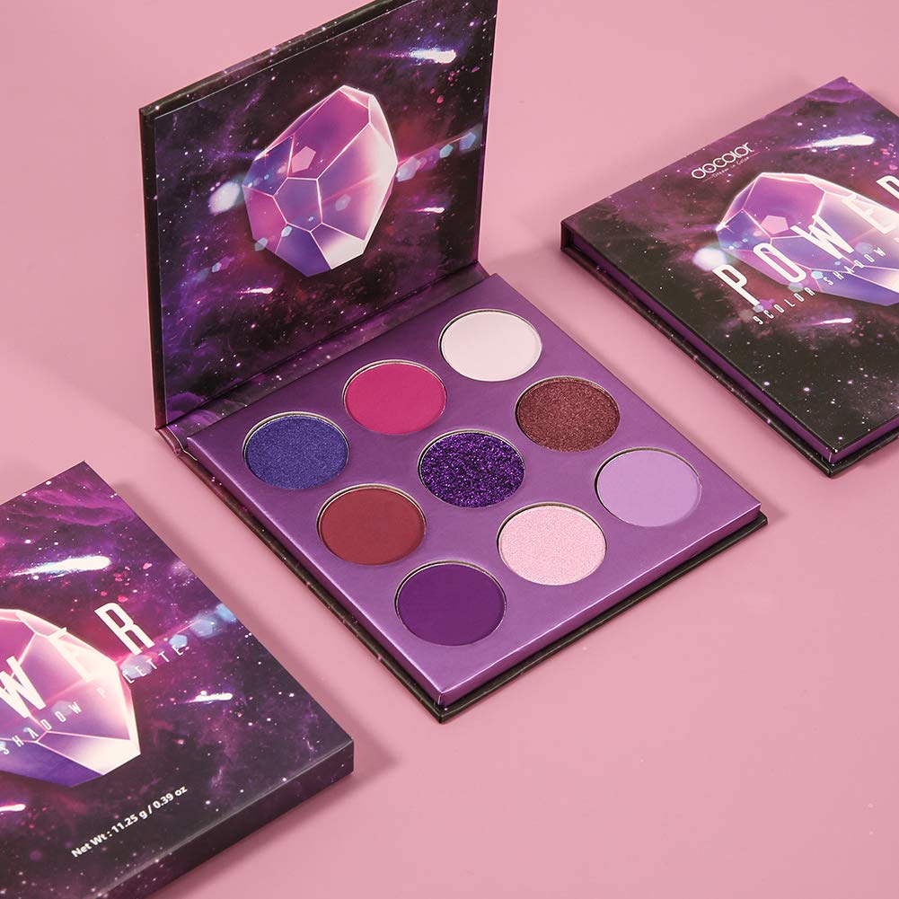 docolor Eyeshadow Palette 9 Colors Gemstone Shadow Palette Highly Pigmented Mattes Shimmers Naked Smokey Glitter Cream Colorful Powder Blendable Long Lasting Waterproof Makeup Palette-Purple - Image 7