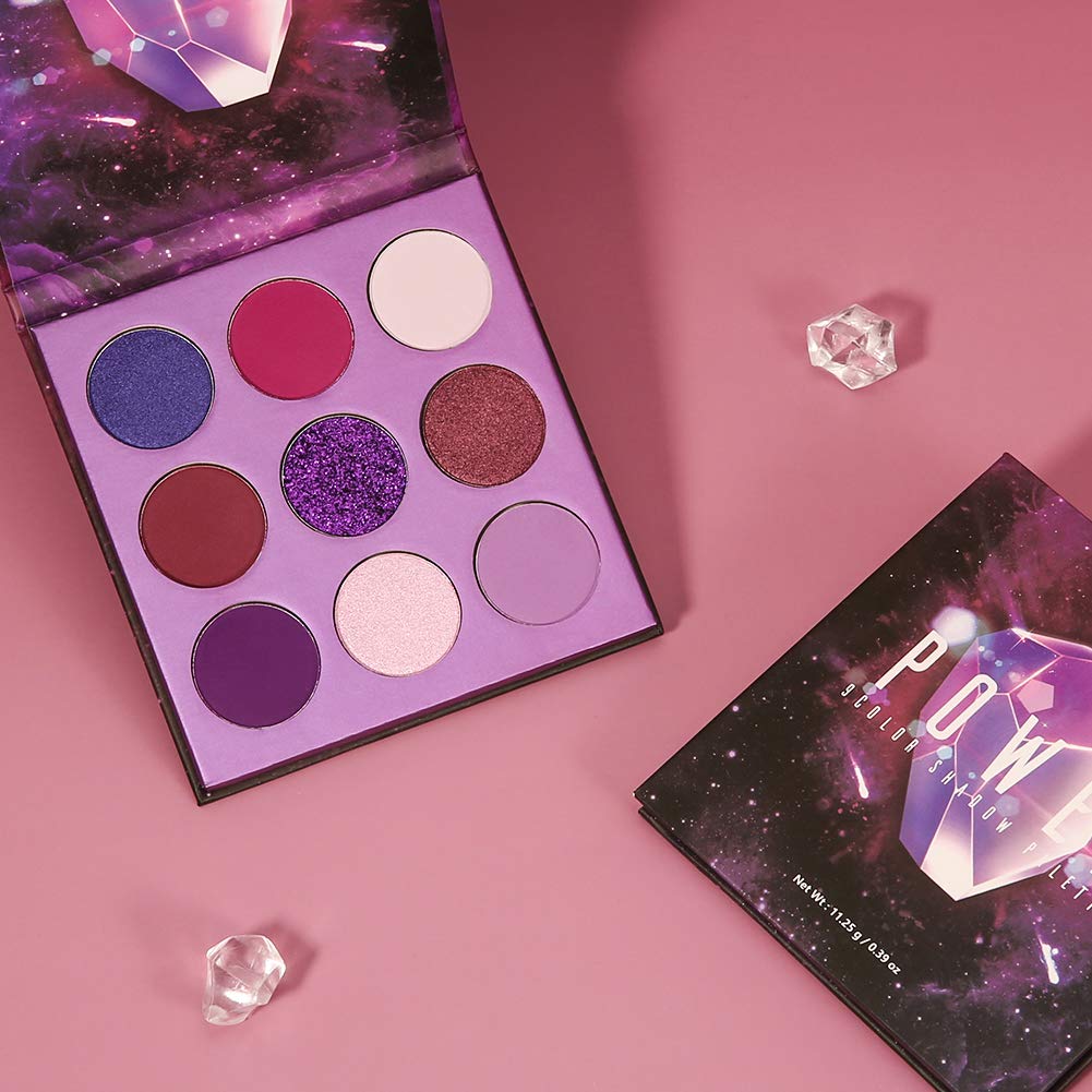 docolor Eyeshadow Palette 9 Colors Gemstone Shadow Palette Highly Pigmented Mattes Shimmers Naked Smokey Glitter Cream Colorful Powder Blendable Long Lasting Waterproof Makeup Palette-Purple - Image 8