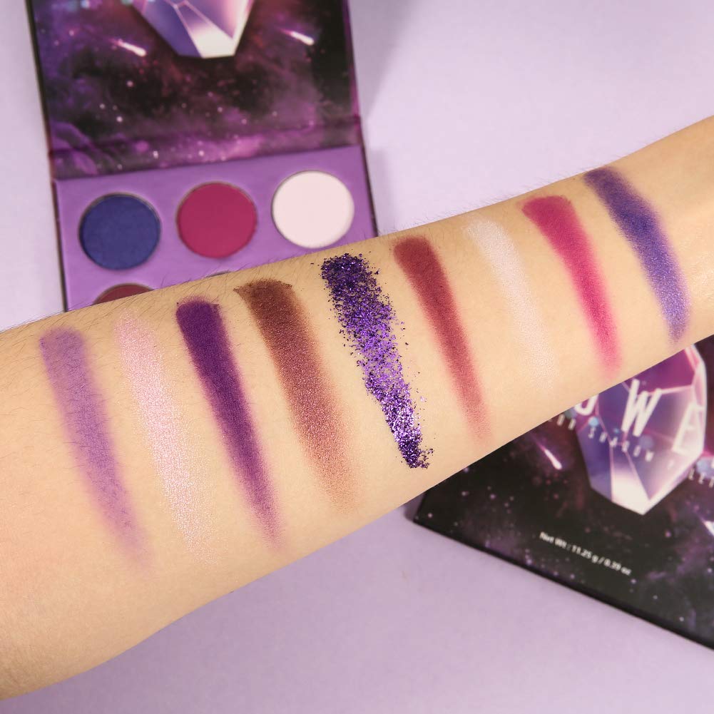 docolor Eyeshadow Palette 9 Colors Gemstone Shadow Palette Highly Pigmented Mattes Shimmers Naked Smokey Glitter Cream Colorful Powder Blendable Long Lasting Waterproof Makeup Palette-Purple - Image 9