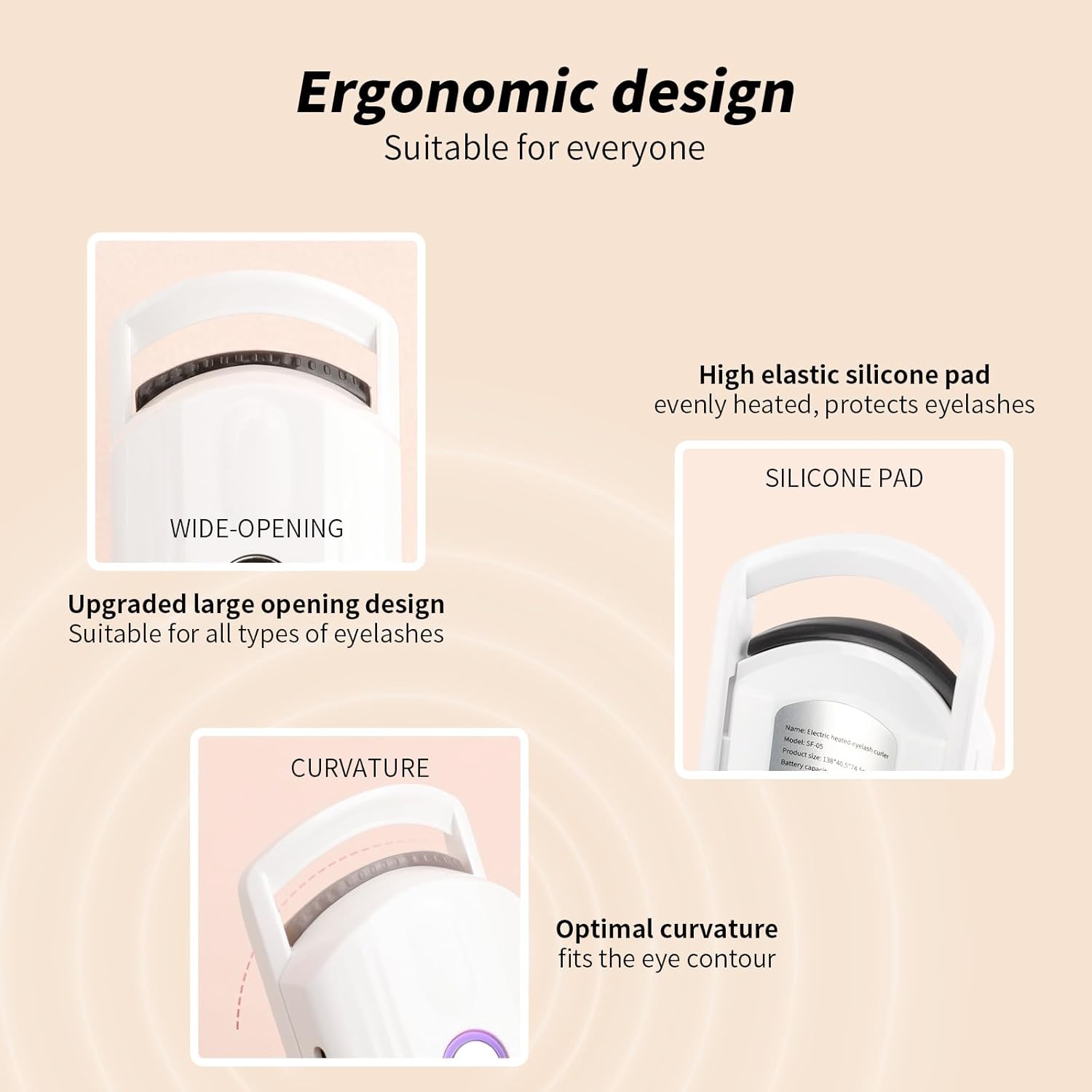 docolor Heated Eyelash Curler fast heat up within 10s, 24 hours long lasting Electric Eyelash Curler 3 Temperature Modes with USB Rechargeable safe lash curler quick natural curling eye lashes - Image 4