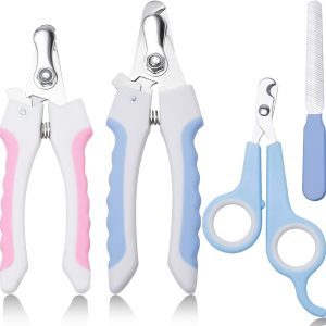 Dog & Cat Pets Nail Clippers and Trimmers - with Safety Nail Guard to Avoid Over Cutting, Nail File Great for Cats, Dogs, Bunnies - Cat & Dog Grooming Supplies
