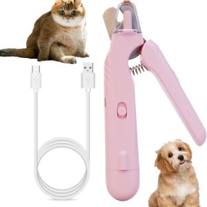 Dog Nail Grinder & Nail Clippers 2-in-1 Upgrade, Professional Electric Rechargeable Pet Nail Trimmer Painless Claw Grooming and Smooth, for Small, Medium, Large Dogs & Cats (Pink, Electric)