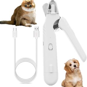 Dog Nail Grinder & Nail Clippers 2-in-1 Upgrade, Professional Electric Rechargeable Pet Nail Trimmer Painless Claw Grooming and Smooth, for Small, Medium, Large Dogs & Cats (White, Electric)