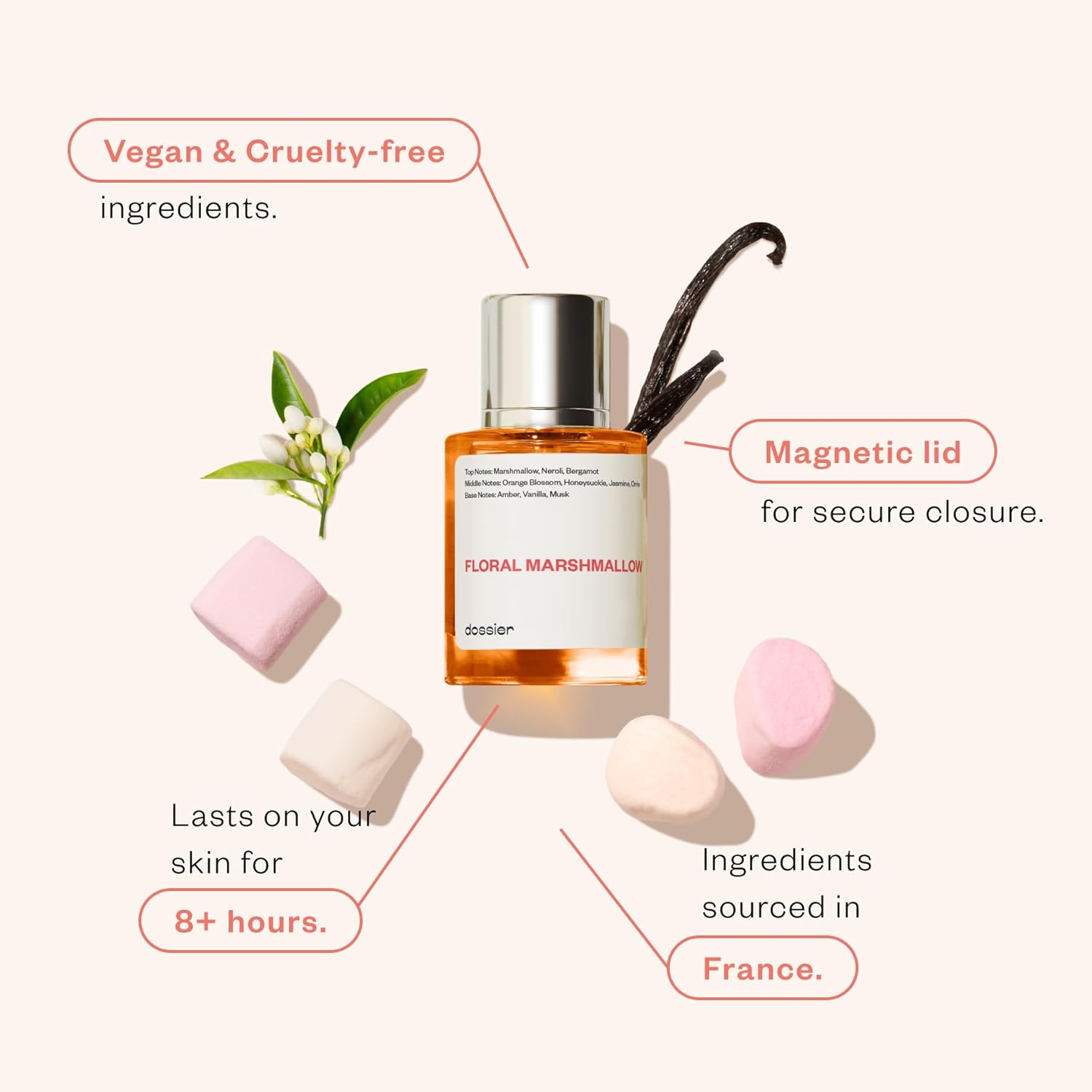 Dossier - Eau de Parfum - Floral Marshmallow - Inspired by By Kilian's Love,Don't Be Shy - Perfume Luxury - Pure Infused - Paraben-Free - Vegan - Feminine - For Women -Fragrance 3.4 oz (Spray 100ml) - Image 2