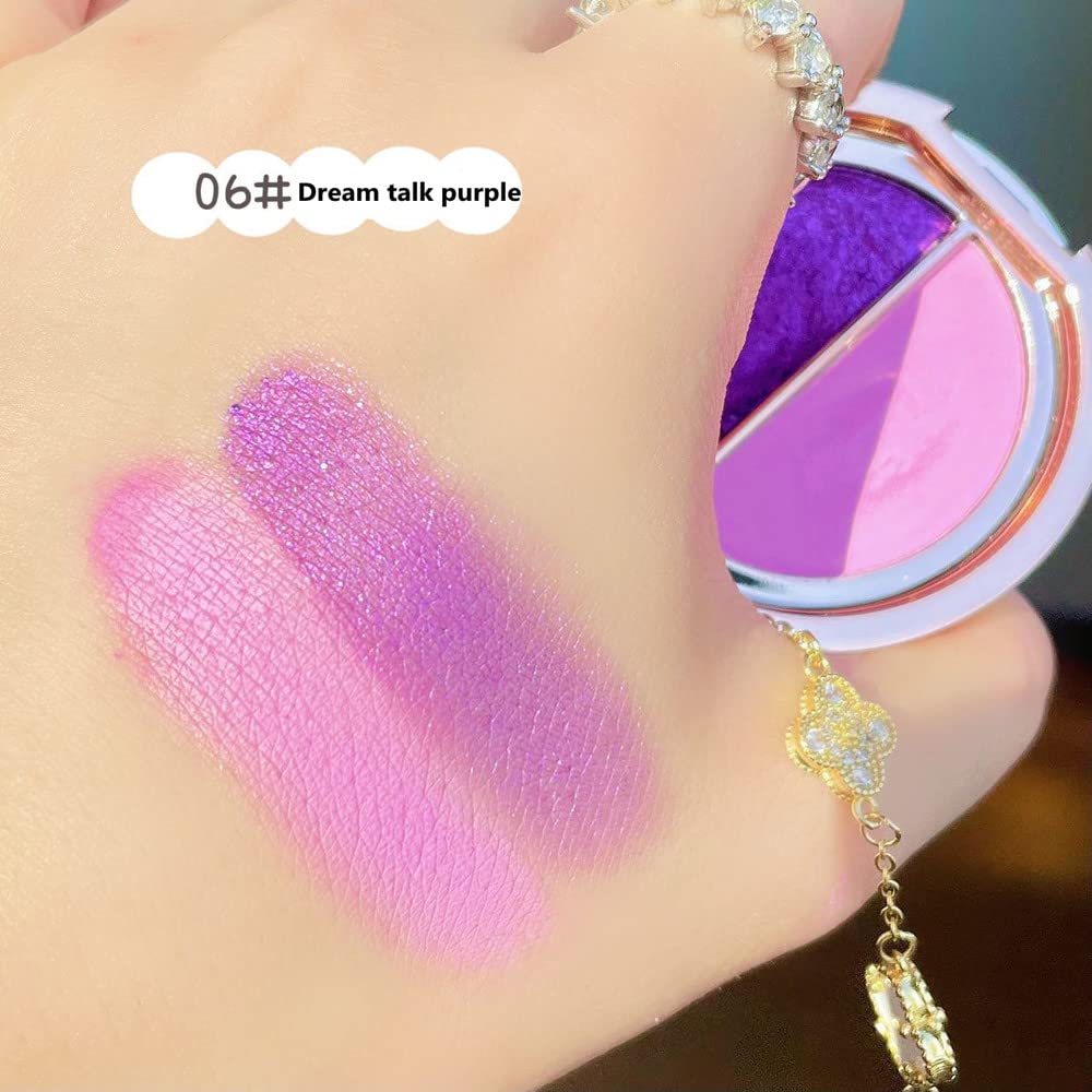 Double color eye shadow, high pigment eye makeup palette, matte shimmer metal eye shadow powder, waterproof and durable color eye makeup (06#Dream talk purple) - Image 2