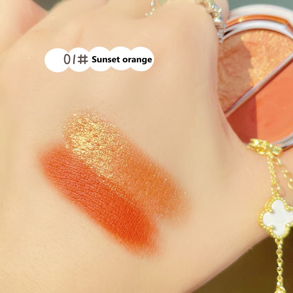 Double Color Eye Shadow Palette, High Pigment Makeup, Matte Shimmer Metal, Waterproof & Durable (01#Sunset Orange) - Image 2