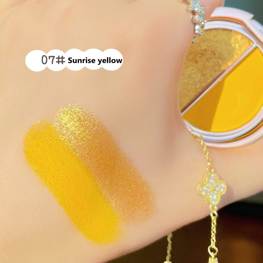 Double Color Eye Shadow Palette: Matte Shimmer Metal Eye Makeup Powder, Waterproof & Durable (07#Sunrise Yellow) - Image 2
