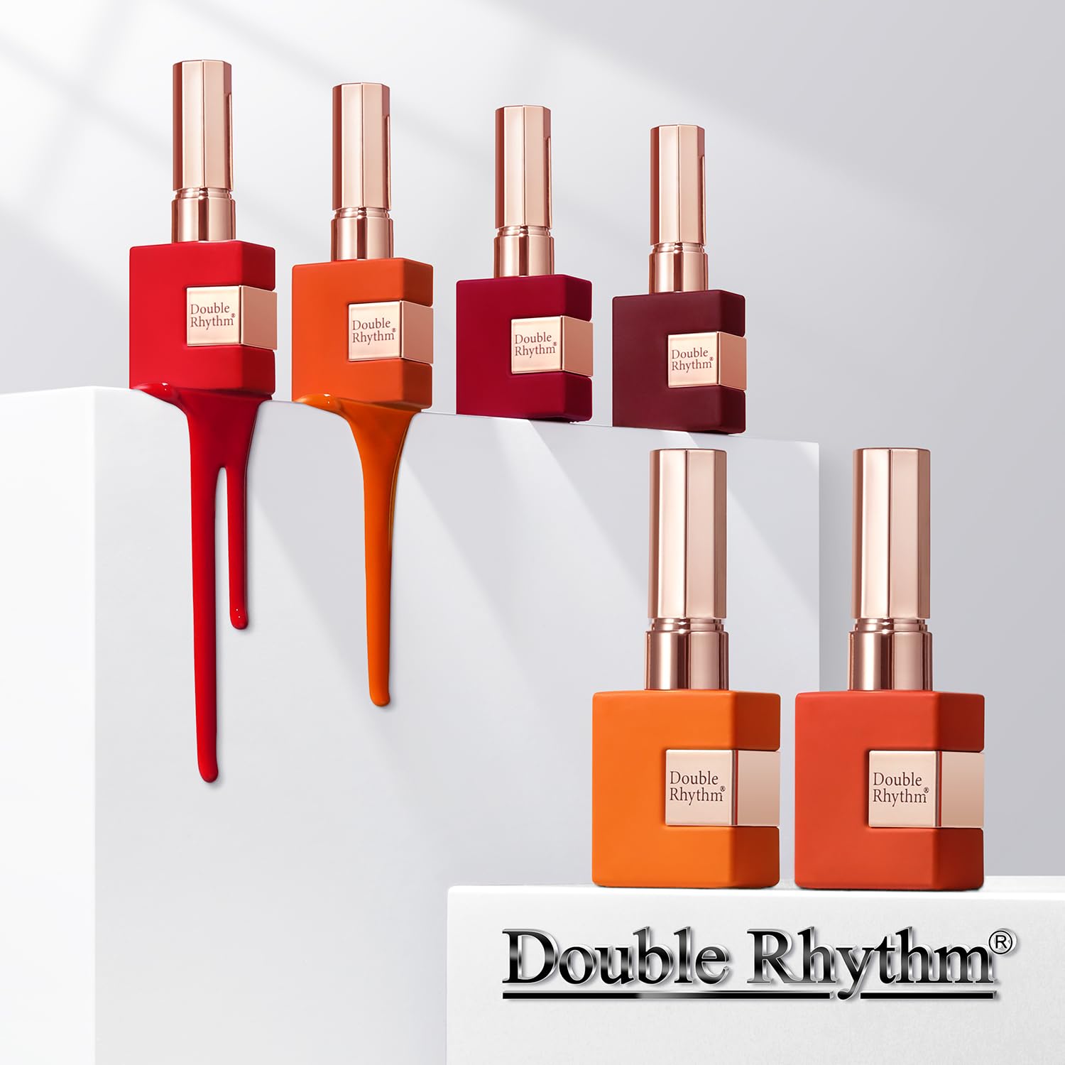 Double Rhythm 6 Pcs 15 ML Gel Polish Set Same Color Same Bottle Soak Off Gel Polish Kit Nail Art Manicure Salon DIY at Home for Women (Dark Light Brown Orange Maroon-T6-6) - Image 6