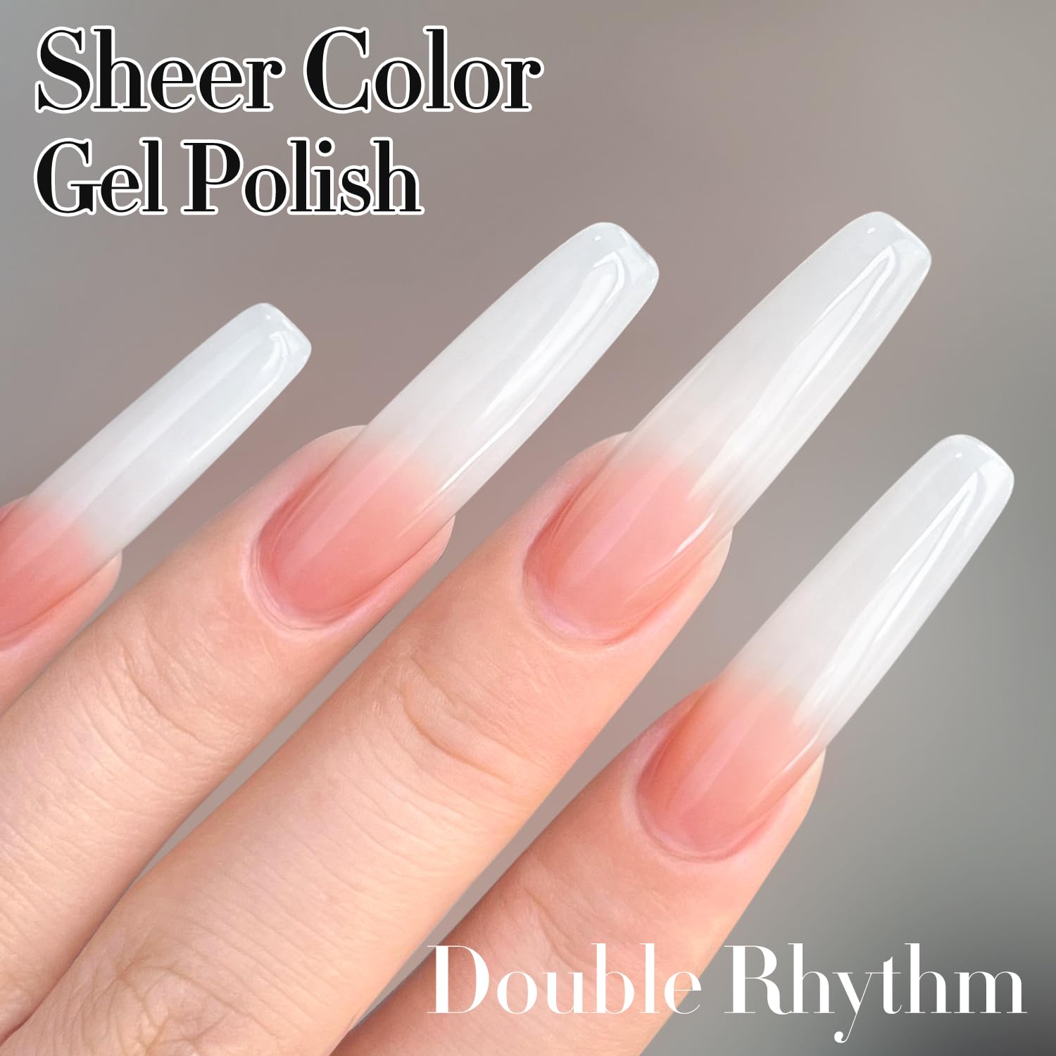 Double Rhythm Translucent Gel Polish Sheer Neutral Natural Light Milky Same Color Same Bottle 15ML Jelly Nail Polish Nail Art DIY at Home (Milky White-A1367) - Image 6