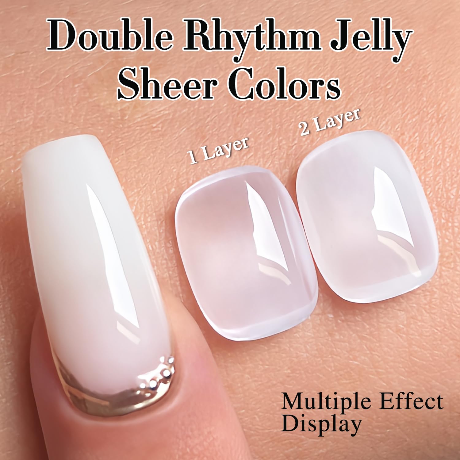 Double Rhythm Translucent Gel Polish Sheer Neutral Natural Light Milky Same Color Same Bottle 15ML Jelly Nail Polish Nail Art DIY at Home (Milky White-A1367) - Image 5