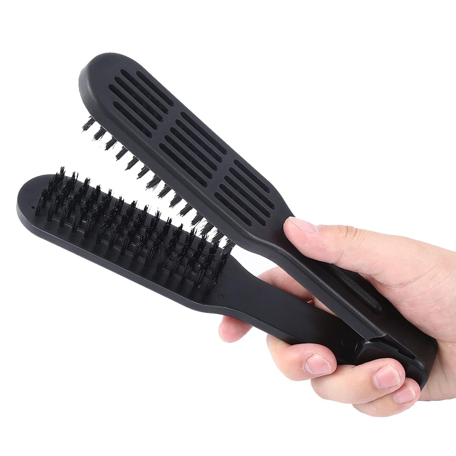 Double Sided Bristle Hair Brush, Hair Straightening Comb, Clamp Hair Brush for Smoothing and Styling, Salon Hairdressing Styling Tool for Women and Men(Black) - Image 8