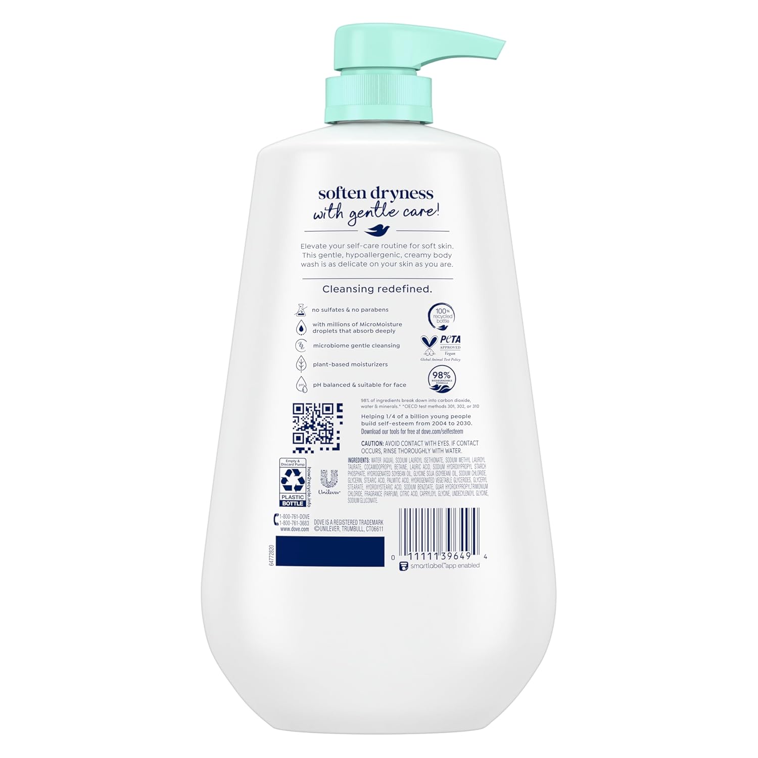 Dove Body Wash 3 Count Sensitive Skin For 24hr Lotion-Soft Skin Moisturizing Skin Cleanser Gentle Hypoallergenic Formula with No Sulfates No Parabens - Image 2