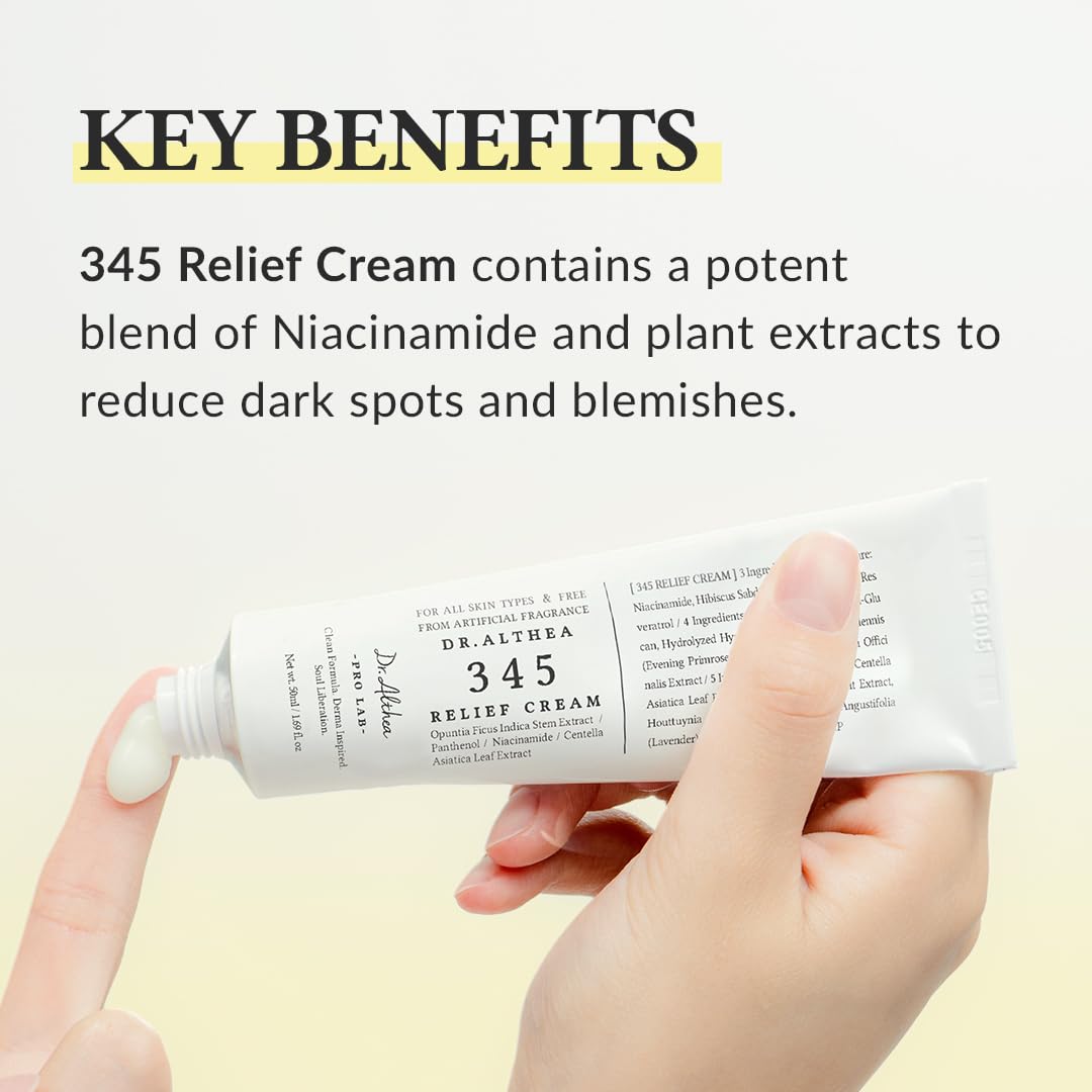 Dr.Althea 345 Relief Cream | Daily Face Moisturizer | Blemish Relief Care | Soothing Recovery & Moisture with Niacinamide, Panthenol | Korean Vegan Skin Care for All Skin Types | 1.7 Fl Oz (Pack of 1) - Image 3