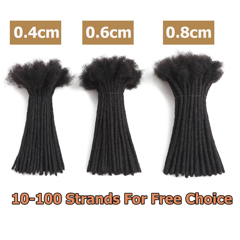Dreadlock Extensions Human Hair 10-100 Strands 100% Full Handmade Permanent Loc Extension Human Hair for Women/Men/Kids Can Be Dyed Bleached Curled Twisted (0.6cm 1B, 6 inch 10 Strands) - Image 8