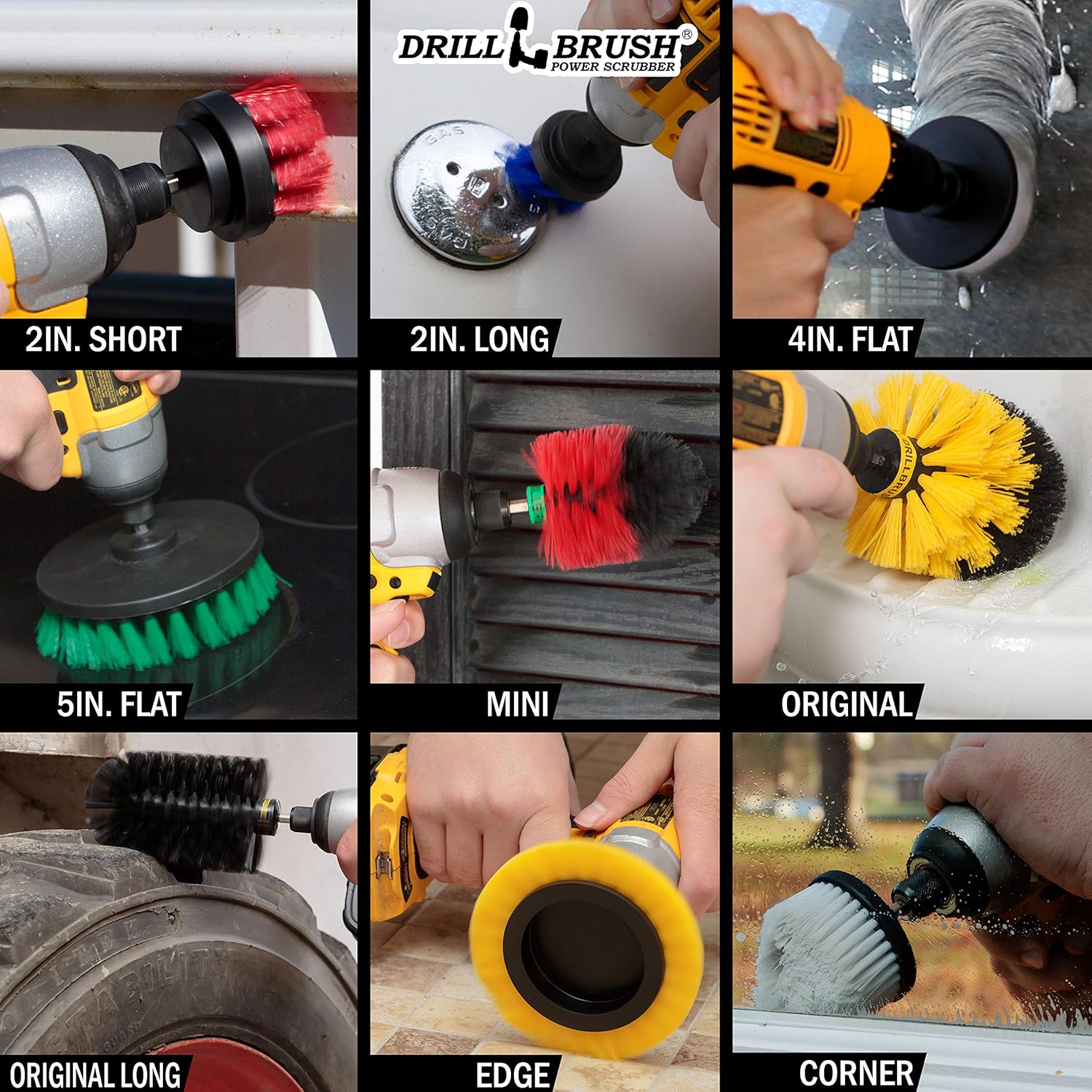 Drill Brush Power Scrubber by Useful Products - Carpet Cleaner - Car Cleaning Brush Kit - Grill Brush - Oven Cleaner - Shower Cleaner - Household Cleaning Tools - Drill Brush Set - Grill Scrub Brush - Image 2
