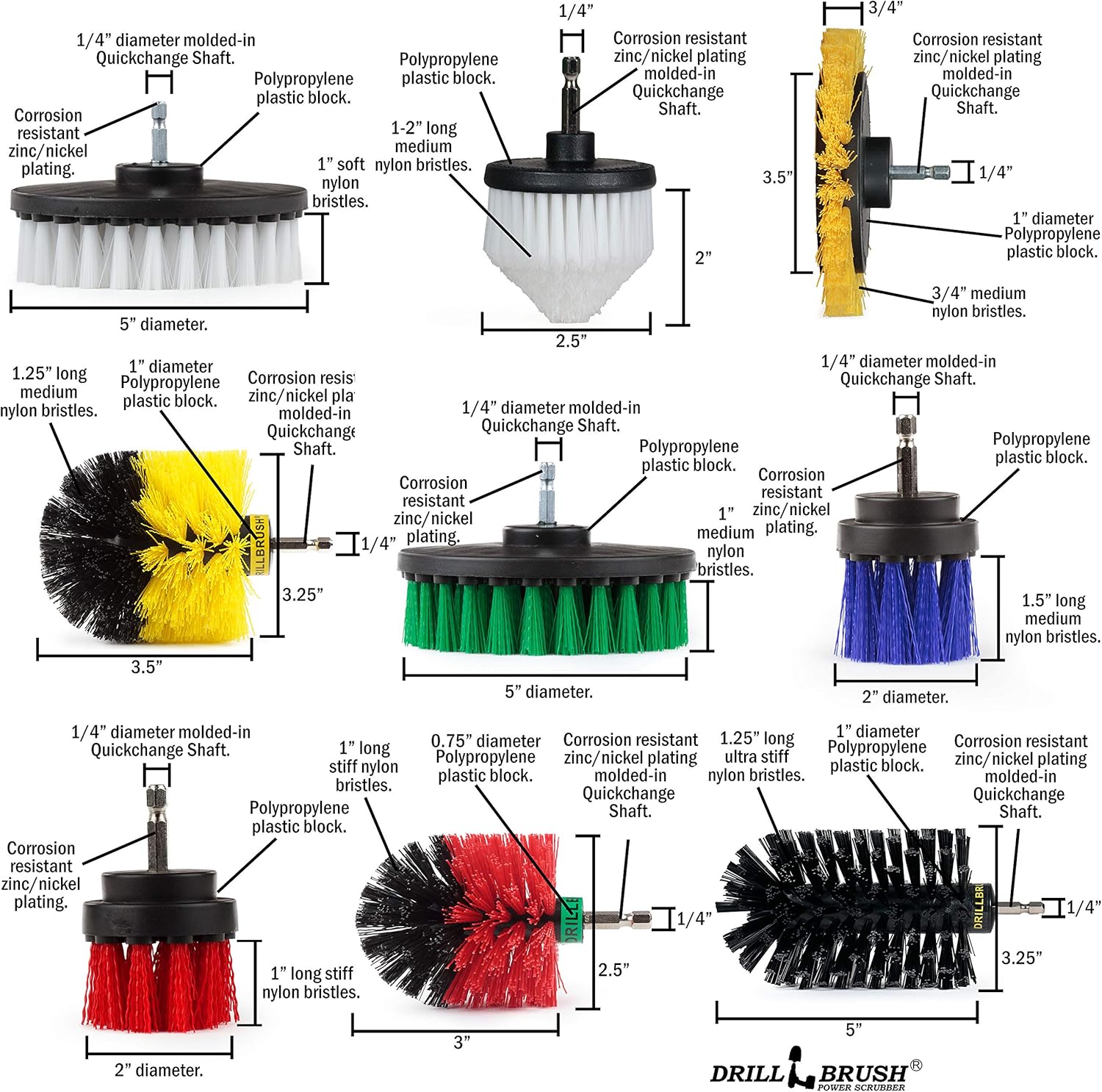 Drill Brush Power Scrubber by Useful Products - Carpet Cleaner - Car Cleaning Brush Kit - Grill Brush - Oven Cleaner - Shower Cleaner - Household Cleaning Tools - Drill Brush Set - Grill Scrub Brush - Image 5