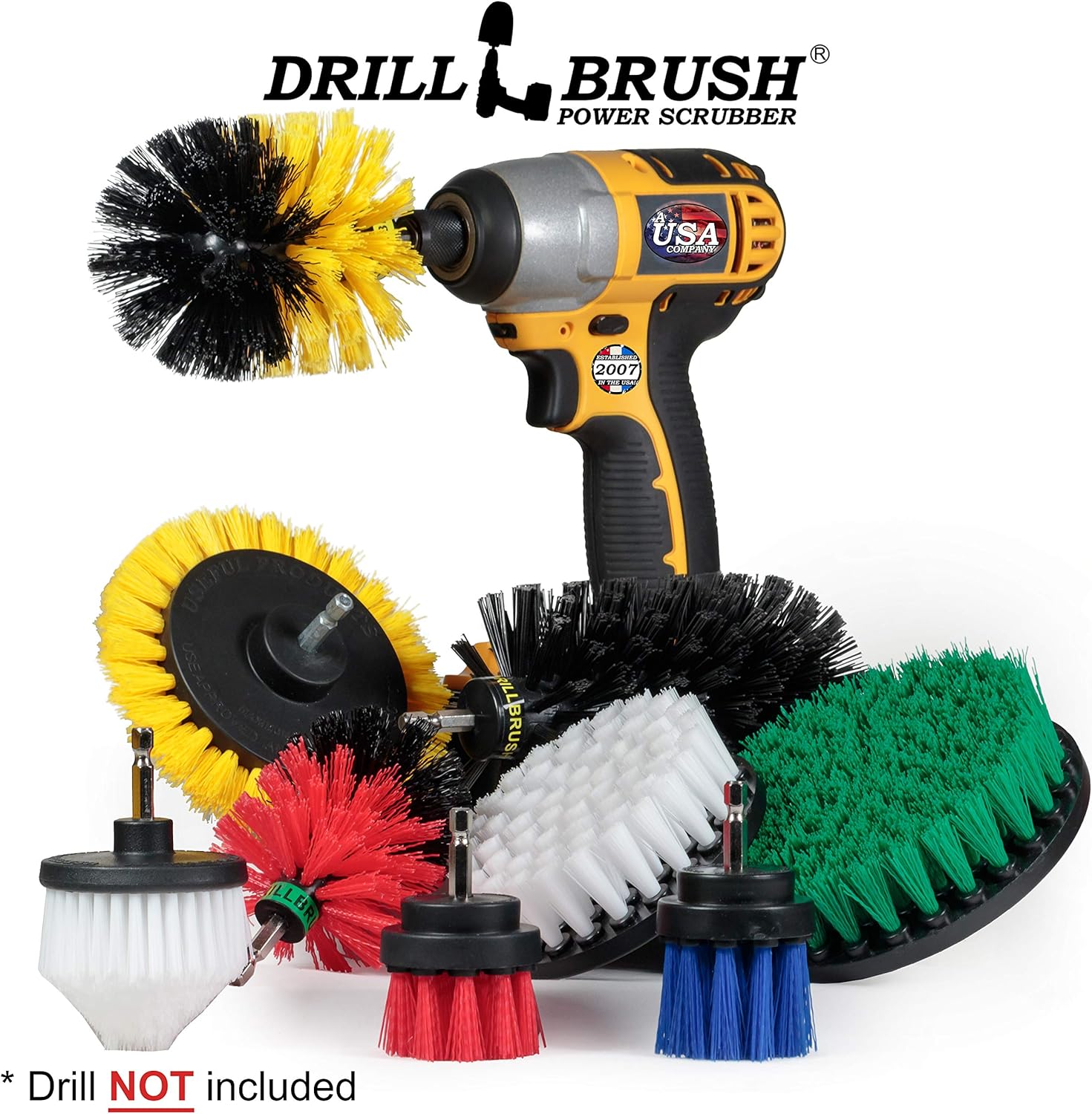 Drill Brush Power Scrubber by Useful Products - Carpet Cleaner - Car Cleaning Brush Kit - Grill Brush - Oven Cleaner - Shower Cleaner - Household Cleaning Tools - Drill Brush Set - Grill Scrub Brush - Image 4