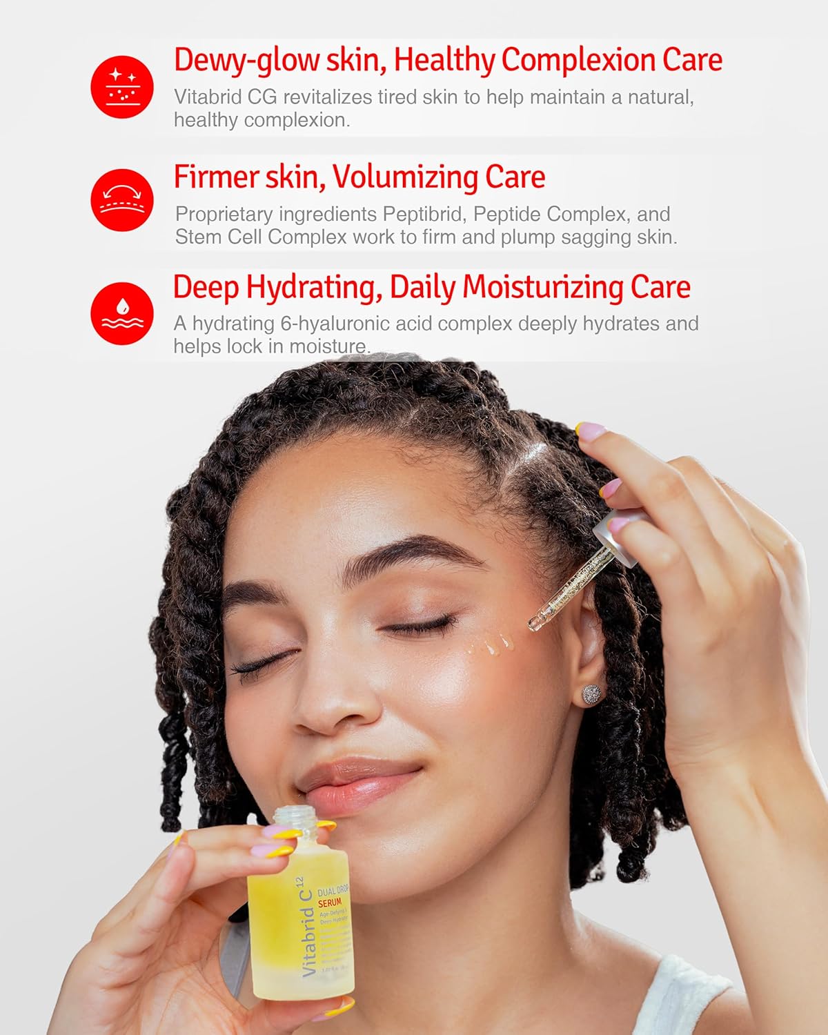Dual Drop Serum - Hydrating & Antioxidant Face Serum with Peptides, Vitamin C, Hyaluronic Acid - Reduces Fine Lines and Wrinkles, Youthful Skin Glow - Highly Concentrated, Fragrance-Free, 1.02 fl.oz. - Image 3