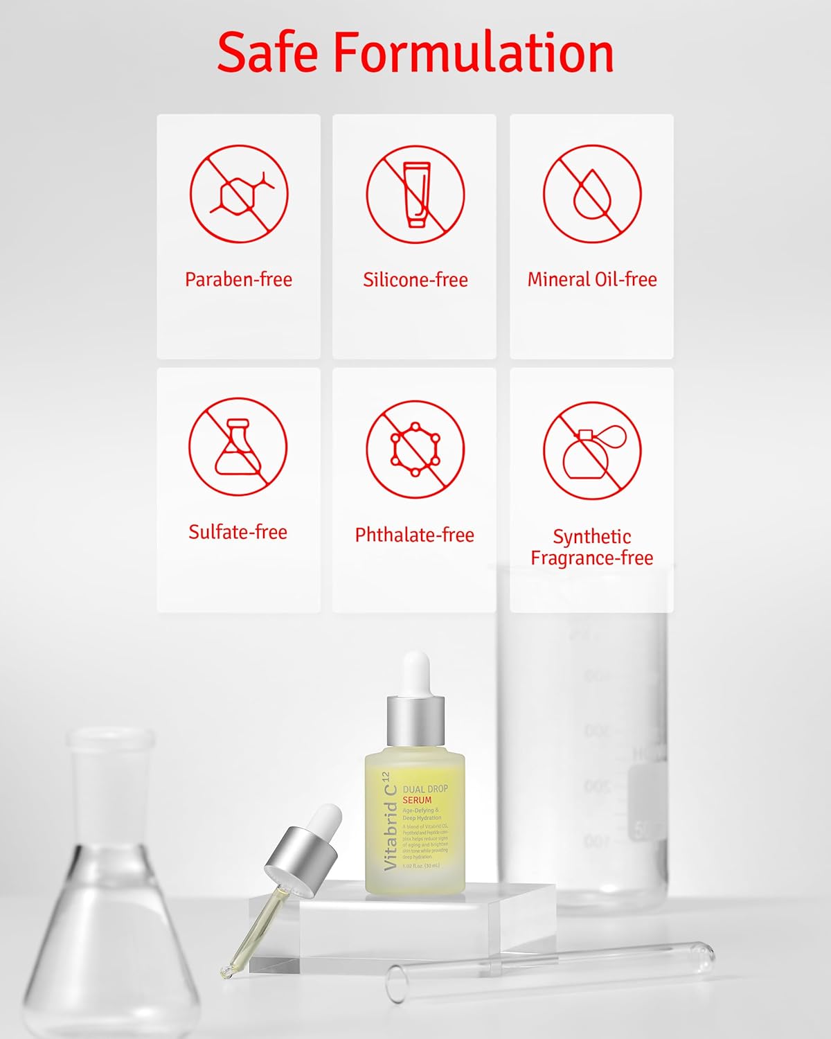 Dual Drop Serum - Hydrating & Antioxidant Face Serum with Peptides, Vitamin C, Hyaluronic Acid - Reduces Fine Lines and Wrinkles, Youthful Skin Glow - Highly Concentrated, Fragrance-Free, 1.02 fl.oz. - Image 7