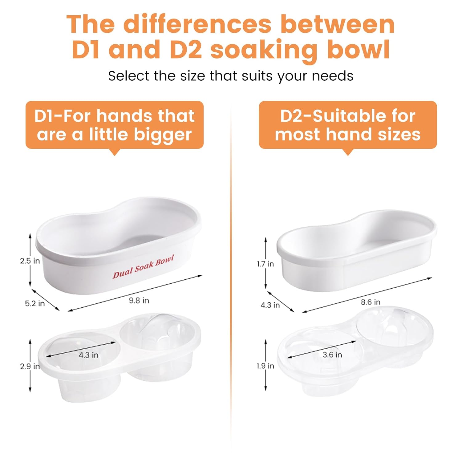 Dual Nail Soaking Bowl Acetone Proof: Soak Off Gel Nail Polish Dip Powder Remover Bowl- Cut the Soaking Time in Half Manicure Bowl for Salon Home (D2-White) - Image 8