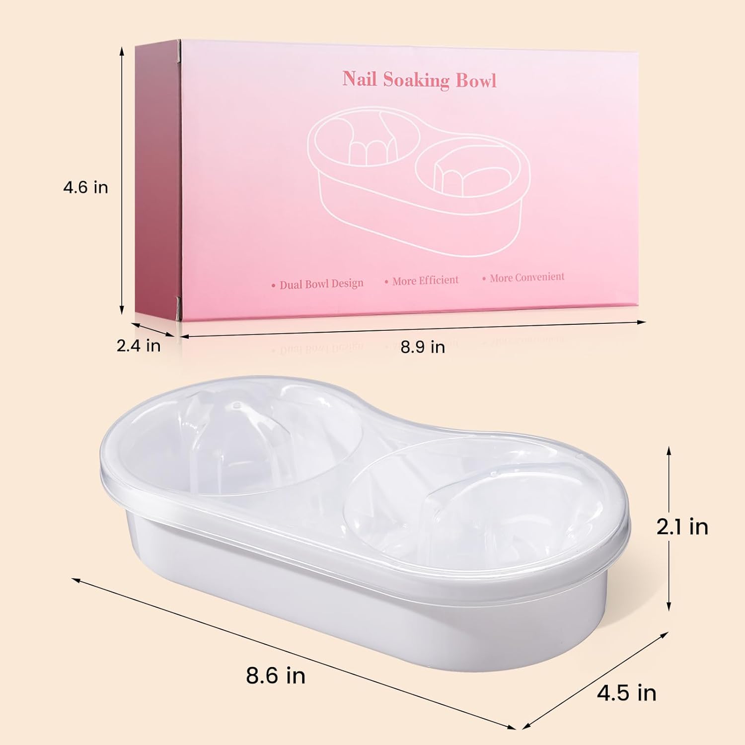 Dual Nail Soaking Bowl, Soak Off Gel Polish Remover Bowl for Home Users, Time Saver Manicure Bowl for Dip Powder/Gel/Acrylic Removal at Home & Salon, White - Image 7