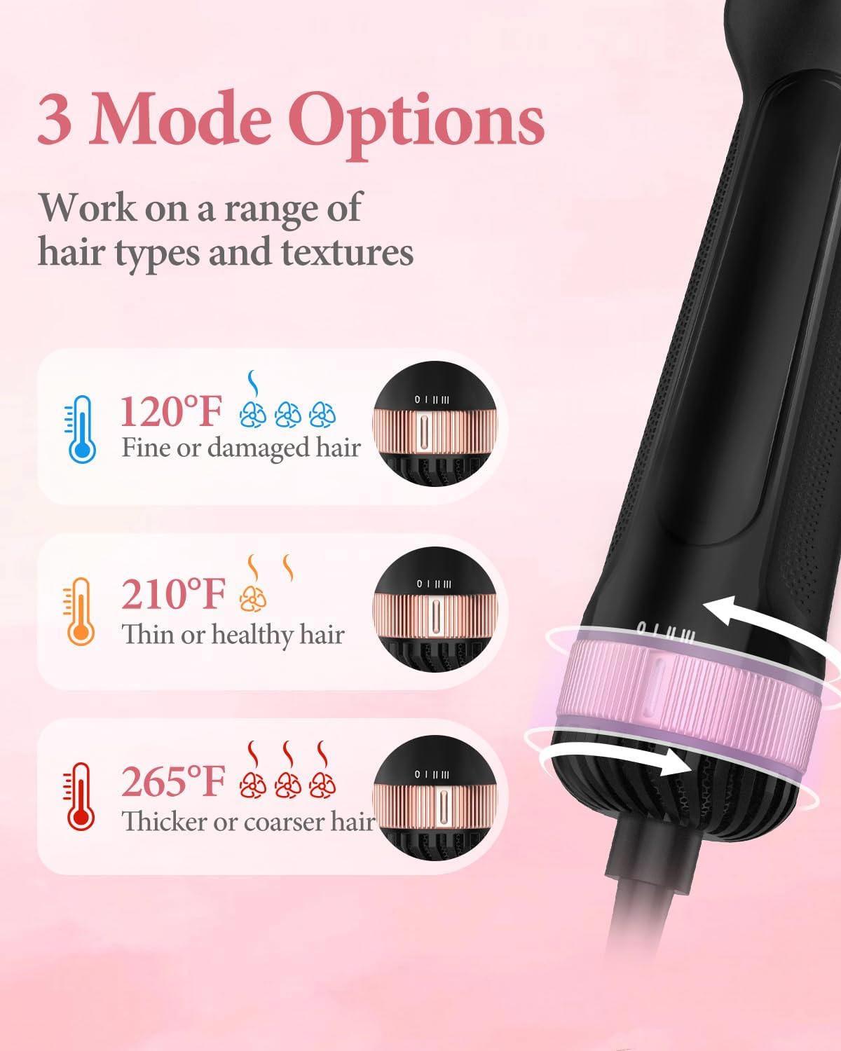 Dual Voltage Hair Dryer Brush,Travel Blow Dryer Brush for Blowout Look with Universal Power Adapter, One-Step Hot Air Brush Volumizer,Smoothing,Dryer,125V/220V - Image 6