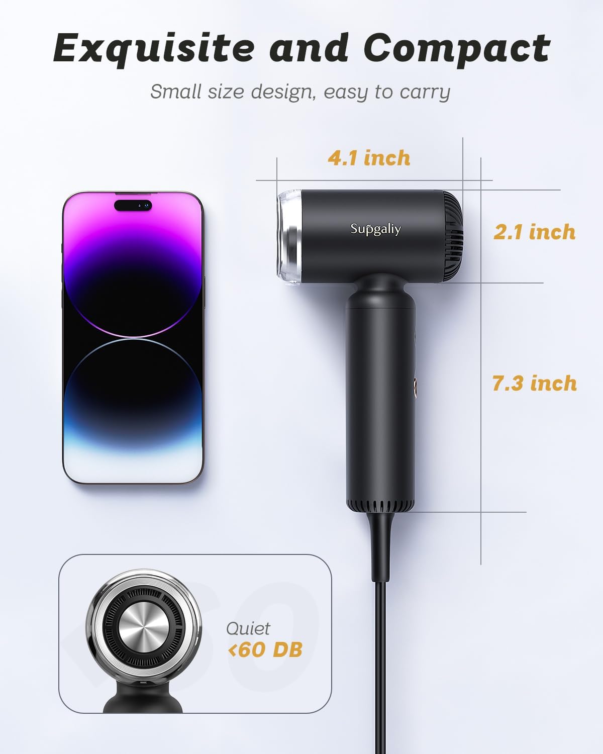 Dual Voltage Hair Dryer, High-Speed Ionic Blow Dryer for Fast Drying, Travel Compact Hair Blow Dryer with Magnetic Curly Diffuser for Home, Portable Hairdryer International 110-240V - Image 4
