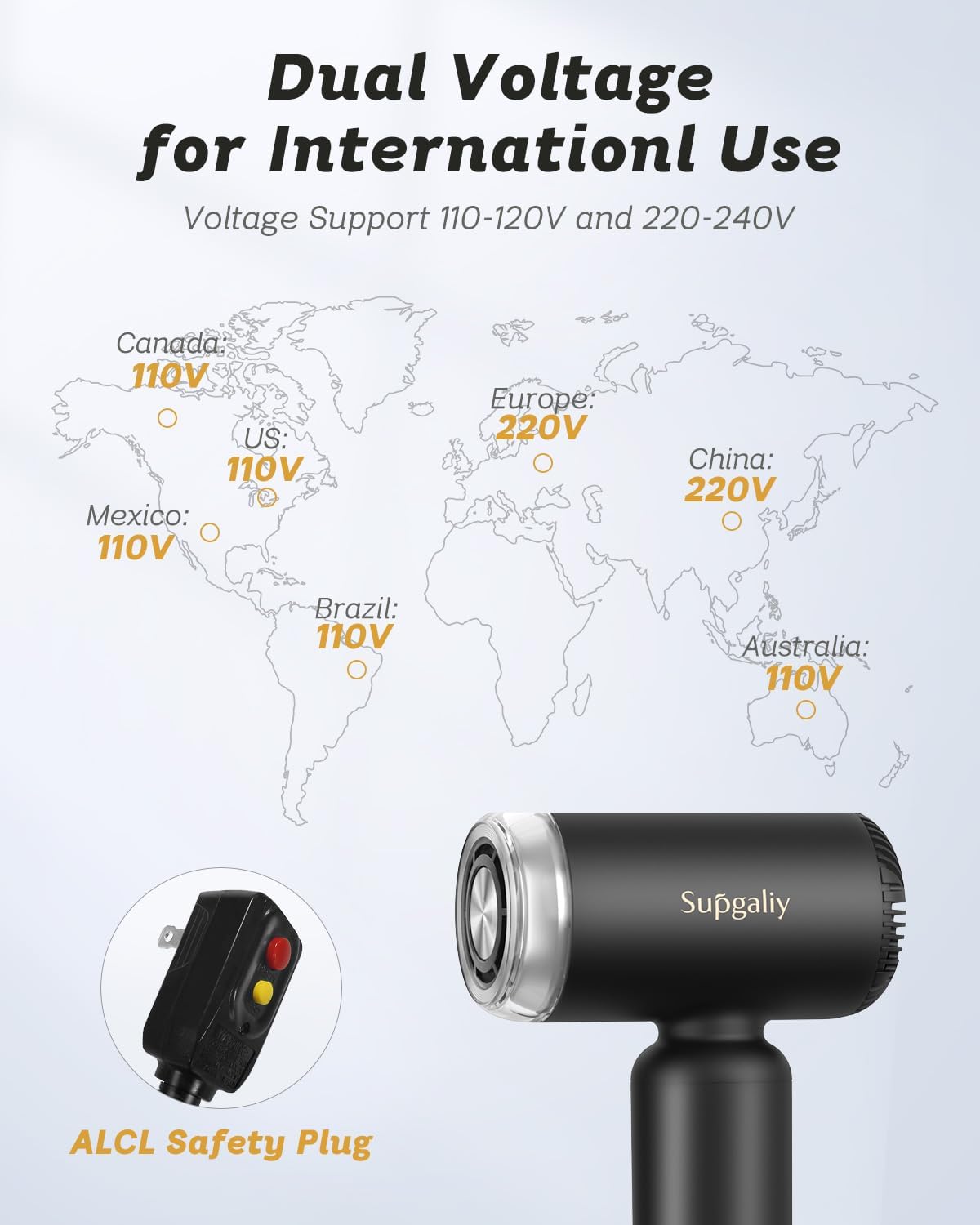 Dual Voltage Hair Dryer, High-Speed Ionic Blow Dryer for Fast Drying, Travel Compact Hair Blow Dryer with Magnetic Curly Diffuser for Home, Portable Hairdryer International 110-240V - Image 2