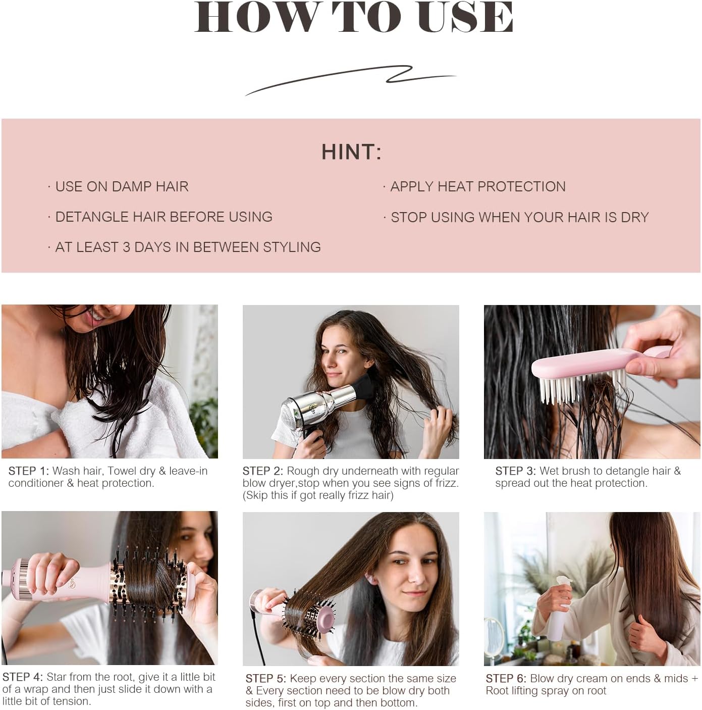 Dual Voltage Travel Hair Dryer Brush, Mini Hot Air Brush Styler & Dryer for European Travel, Hair Trends Nano Titanium 2 Inch One Step Hair Dryer and Styler Volumizer Oval Shape - Image 6