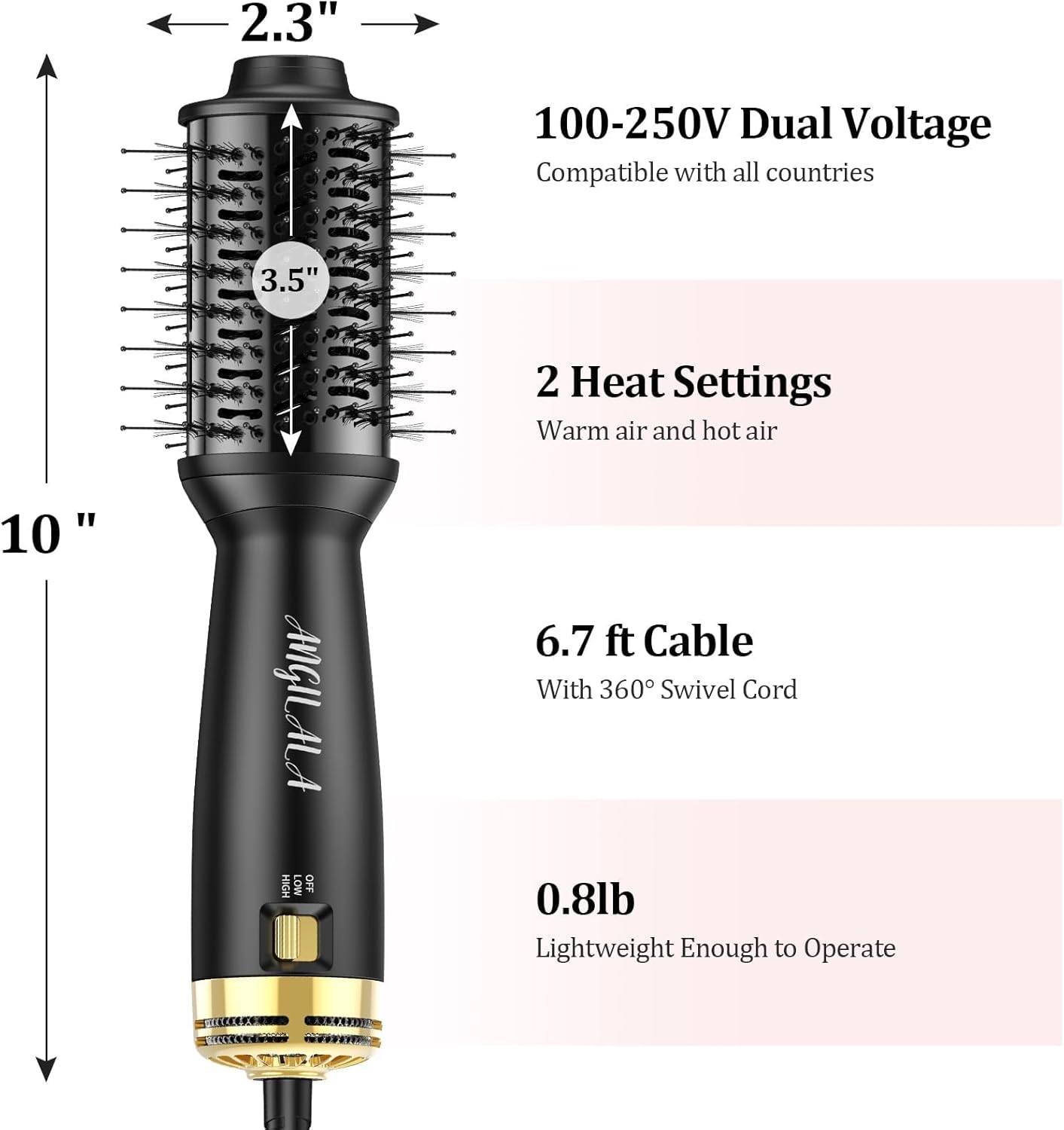 Dual Voltage(100~250V) Mini Hair Dryer Brush with European Plug Adapter for International Travel, Europe Travel Essentials for Women - Image 5