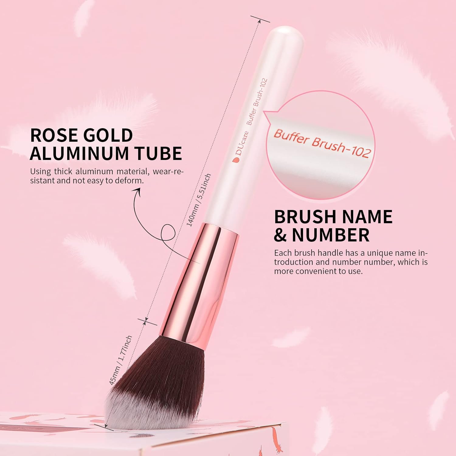 DUcare Makeup Brushes Set Professional 27Pcs Makeup Brushes Premium Synthetic Kabuki Foundation Blending Face Powder Blush Concealers Eye Shadows Make Up Brushes Kit White - Image 4