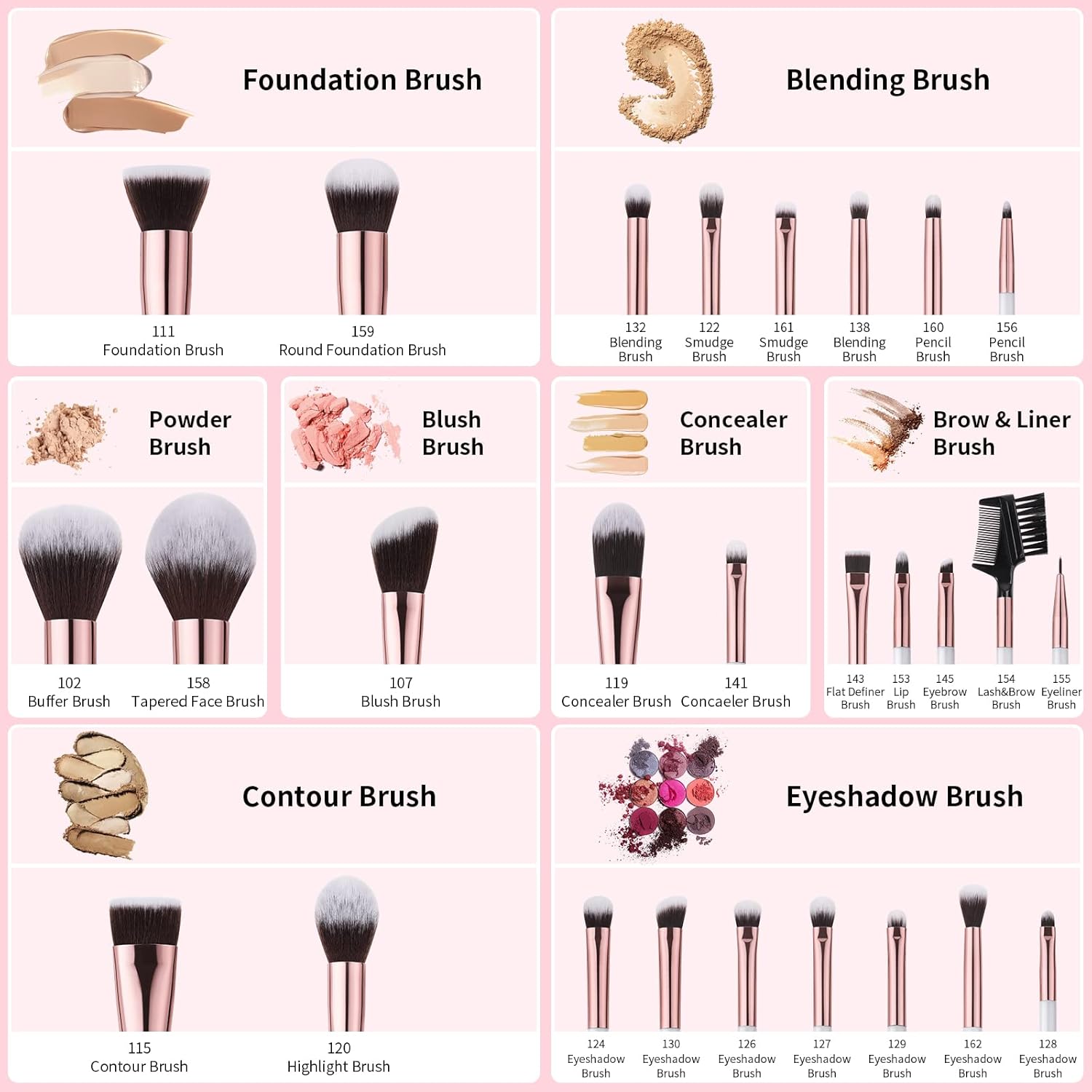 DUcare Makeup Brushes Set Professional 27Pcs+Eyelash Comb - Image 4