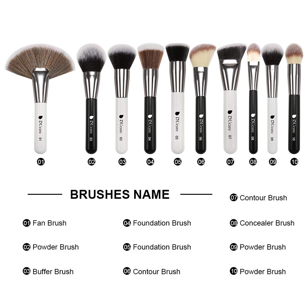 DUcare Professional Makeup Brushes 31Pcs Panda Series Makeup Brush Set Kabuki Foundation Blending Face Powder Blush Concealers Eye Shadows With Leather Case Organizer - Image 6