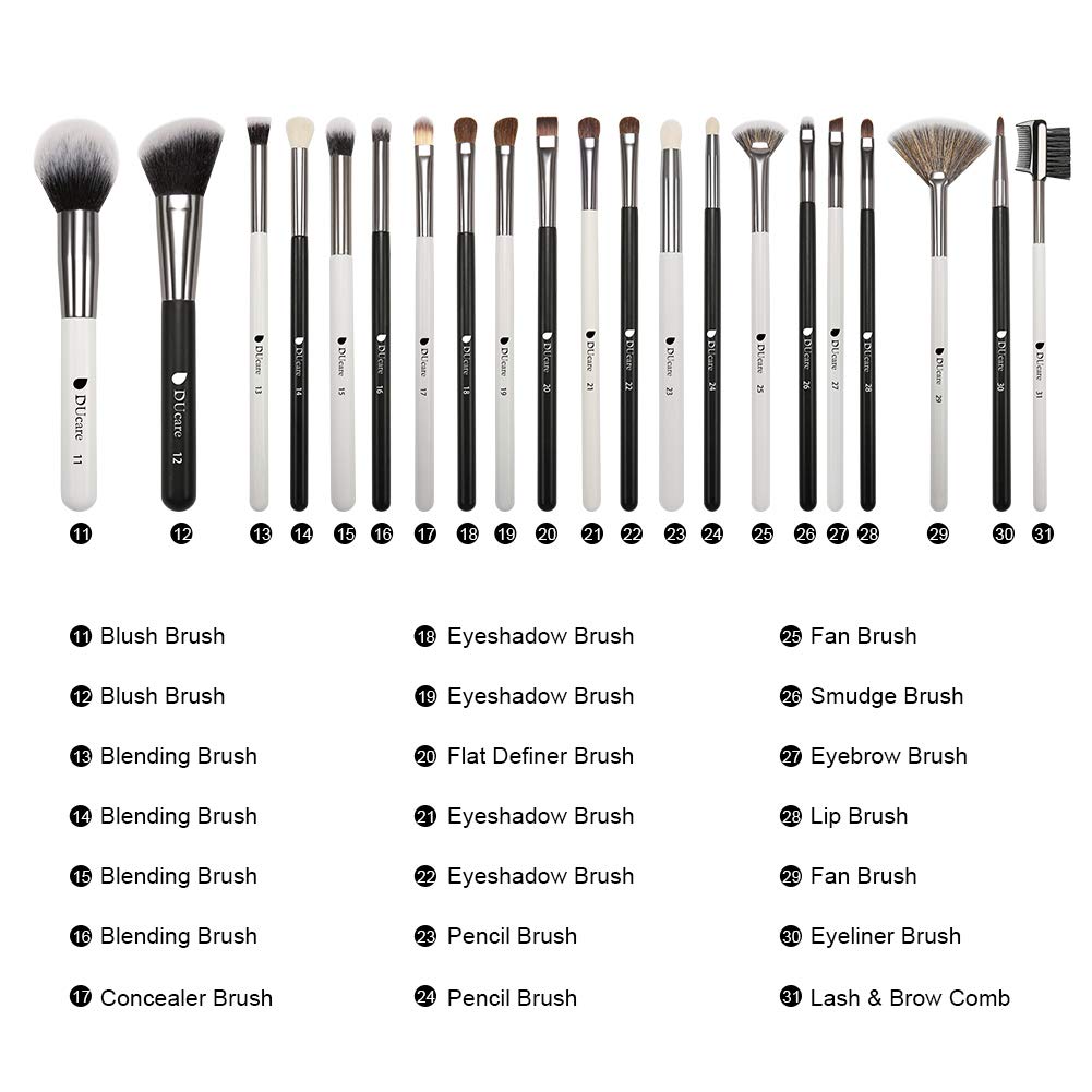 DUcare Professional Makeup Brushes 31Pcs Panda Series Makeup Brush Set Kabuki Foundation Blending Face Powder Blush Concealers Eye Shadows With Leather Case Organizer - Image 7