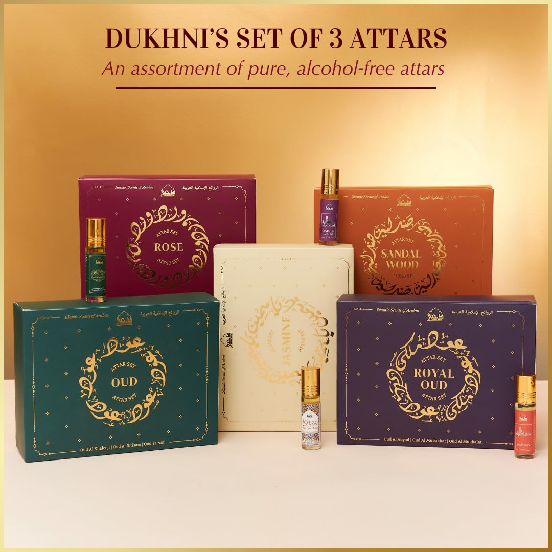 Dukhni Sandalwood Attar Oil Set Arabian sandalwood perfume oils | 3 assorted scents x 6ml | Alcohol free, Vegan, Sandalia Collection Set for Gifting | Chandan Prayer Oils, Islamic Fragrances - Image 6