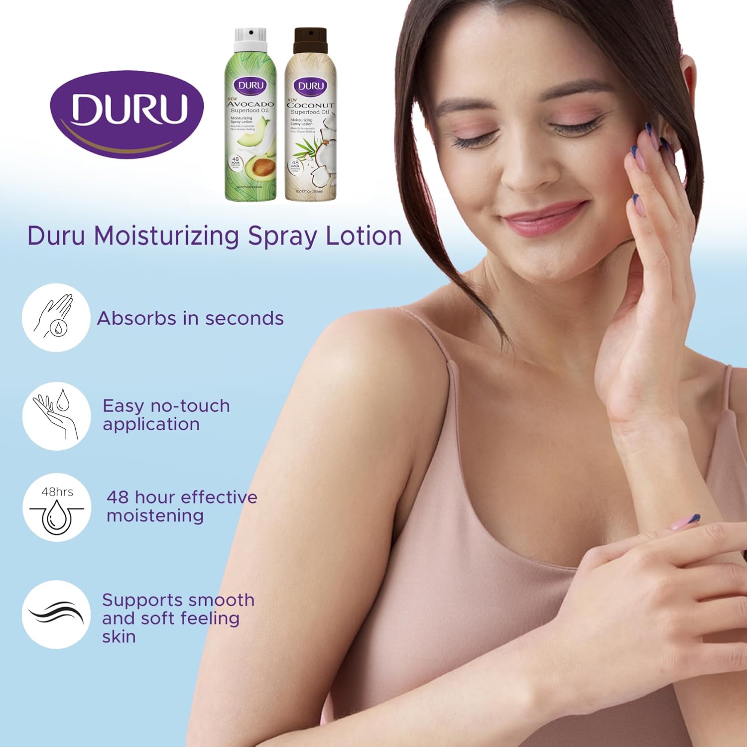 Duru Avocado Moisturizing Spray Lotion - Spray Moisturizer Avocado Oil Lotion 48 Hour Moisture Body Lotion - Image 5