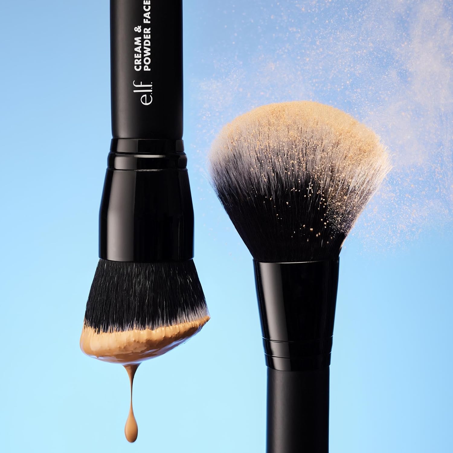 e.l.f. Dual-Ended Cream + Powder Brush, Two-in-One Makeup Brush For Creating A Gorgeous, Airbrushed-looking Complexion, Vegan & Cruelty-free - Image 3