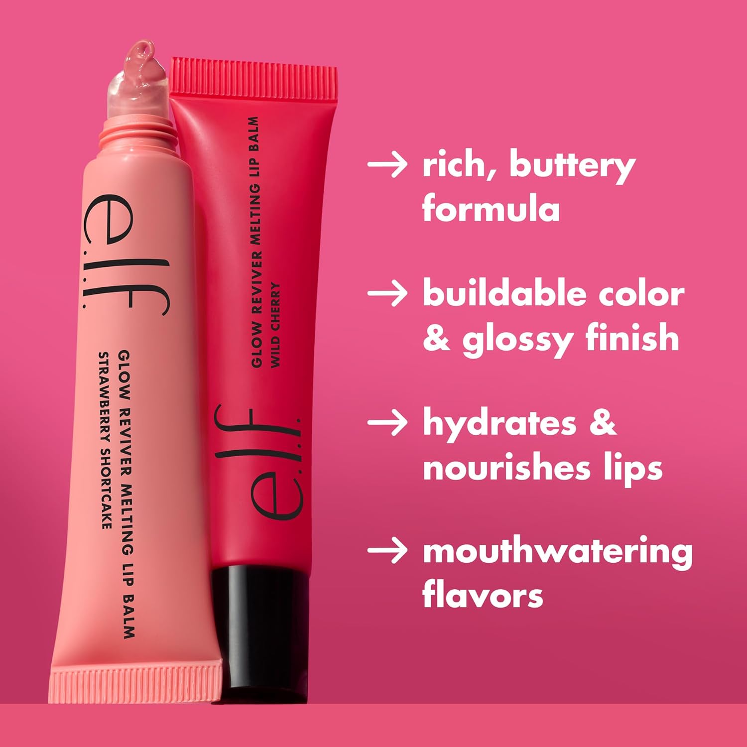 e.l.f. Glow Reviver Melting Lip Balm, Hydrating Tinted Lip Balm For A Glossy Finish & Soft, Supple Lips, Vegan & Cruelty-Free, Strawberry Shortcake - Image 3