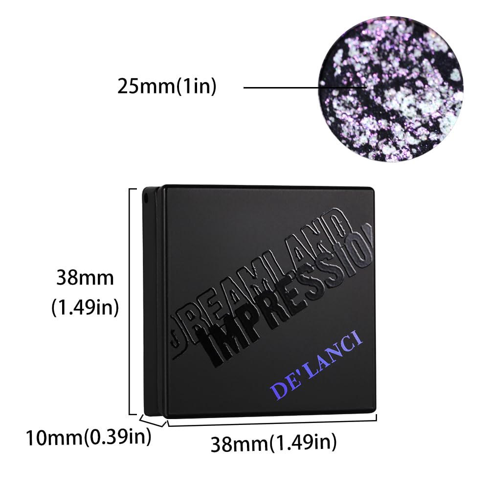 ecofavor High-Pigment Metallic Purple Eyeshadow Palette - Color-Shifting Duochrome with Sparkling Glitter, Black Base, Iridescent Gothic Professional Makeup for Bold Eye Looks, #13 - Image 5
