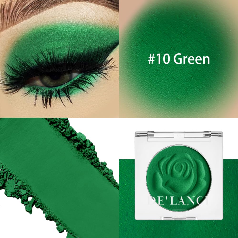 ecofavor Single Green Eyeshadow Palette with Applicator, Pressed Powder Matte True Green Eye shadow, Ultra-Pigment, Longwear, Vegan, Waterproof Green Eye Shadow Palette for Daily and Party Looks - Image 2