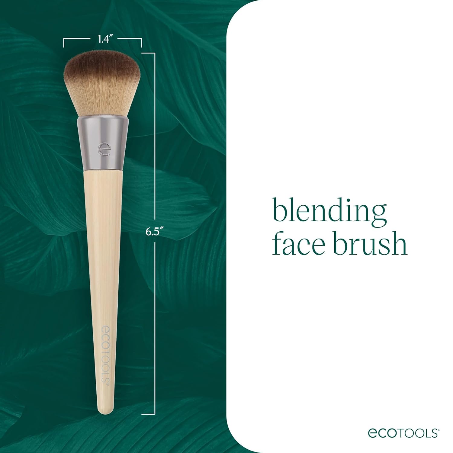 EcoTools Blending Face Makeup Brush, For Liquid & Cream Foundation, Bronzer, & Blush, Multipurpose Makeup Brush, Dense, Synthetic Bristles, Eco Friendly, Cruelty-Free & Vegan, 1 Count - Image 5