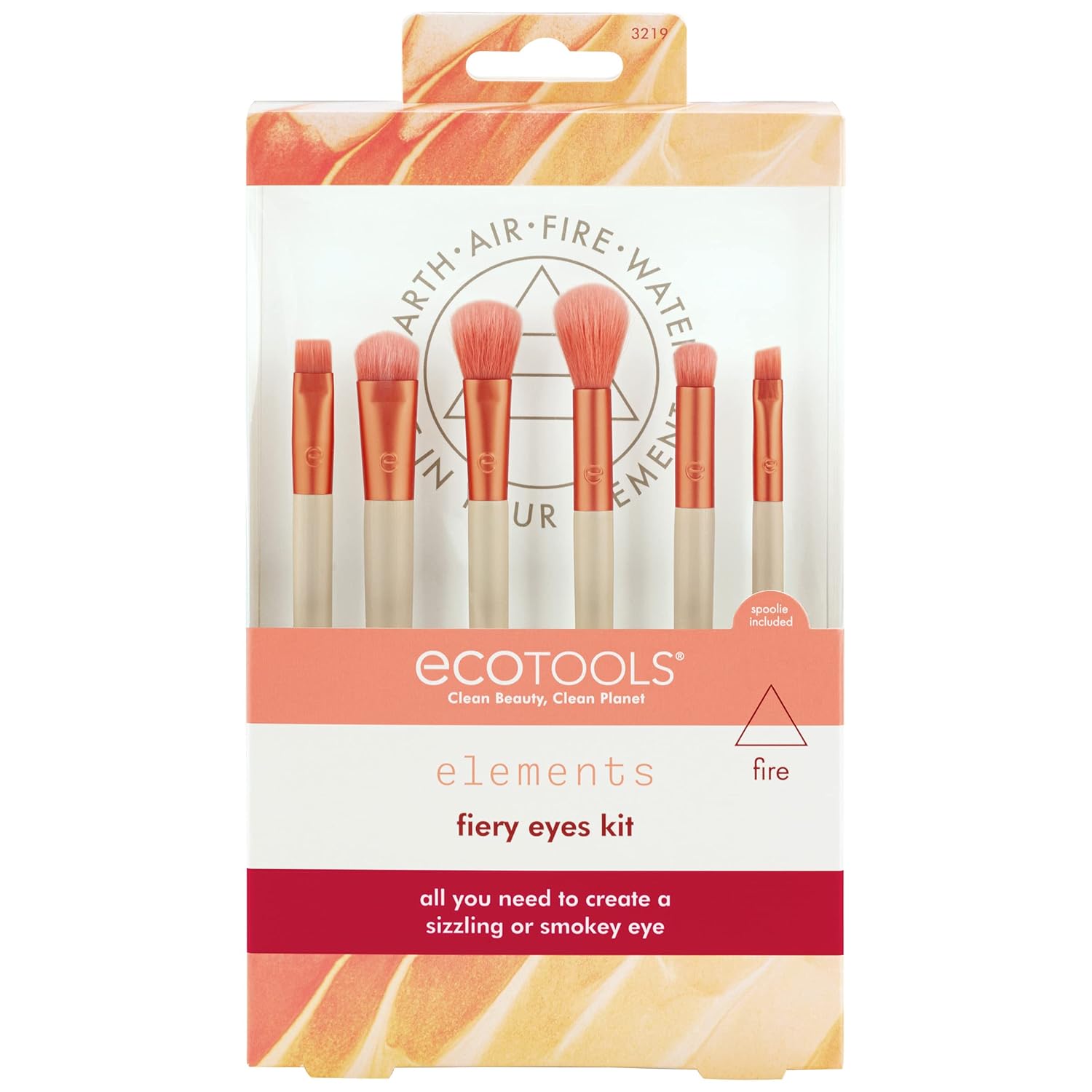 EcoTools Elements Fiery Eye Makeup Brush Set, For Eyeshadow & Eyeliner, Blending Brushes for Eyes, Eco Friendly Makeup Brushes, Limited Edition, Orange, Cruelty Free & Vegan, 6 Piece Set - Image 2