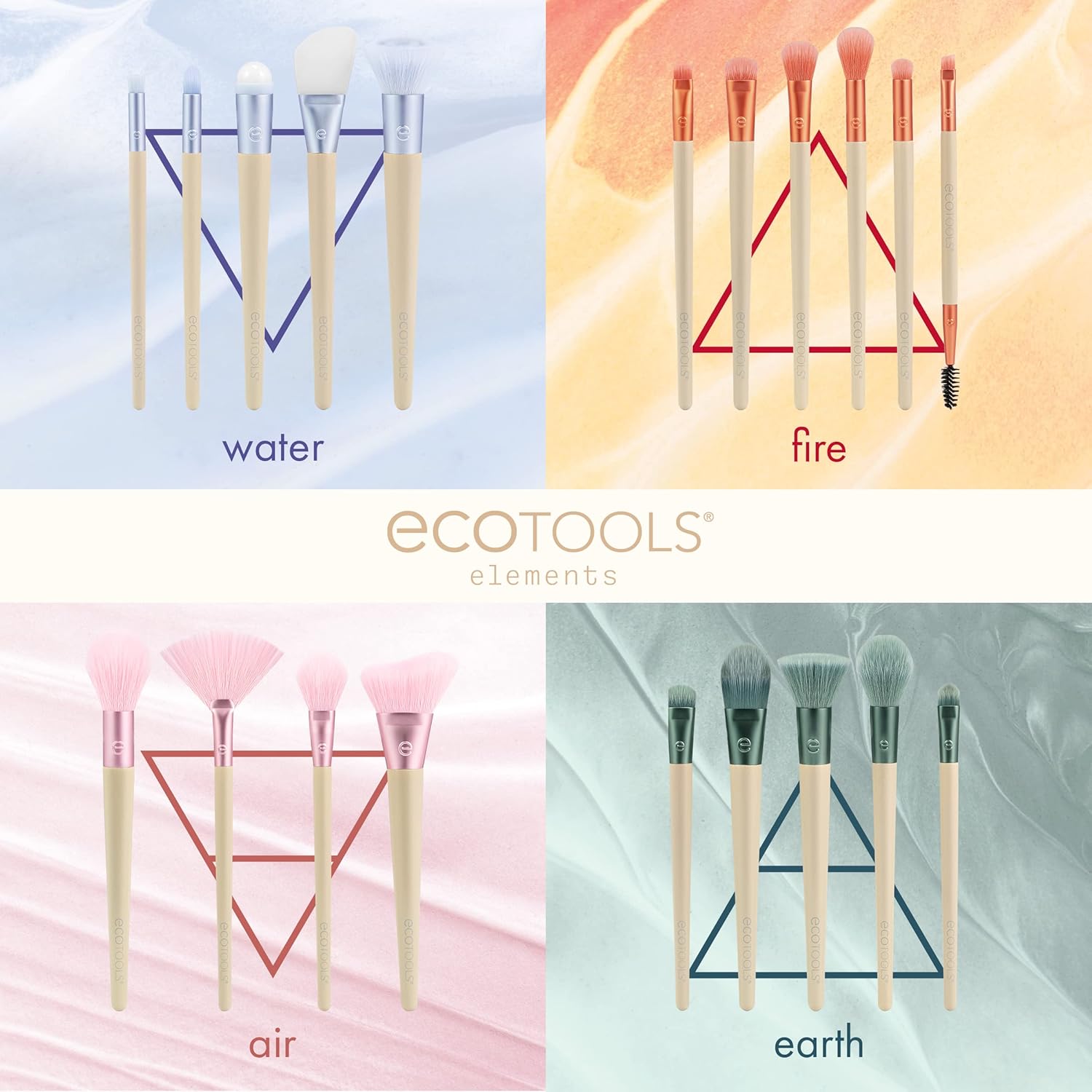 EcoTools Elements Fiery Eye Makeup Brush Set, For Eyeshadow & Eyeliner, Blending Brushes for Eyes, Eco Friendly Makeup Brushes, Limited Edition, Orange, Cruelty Free & Vegan, 6 Piece Set - Image 10