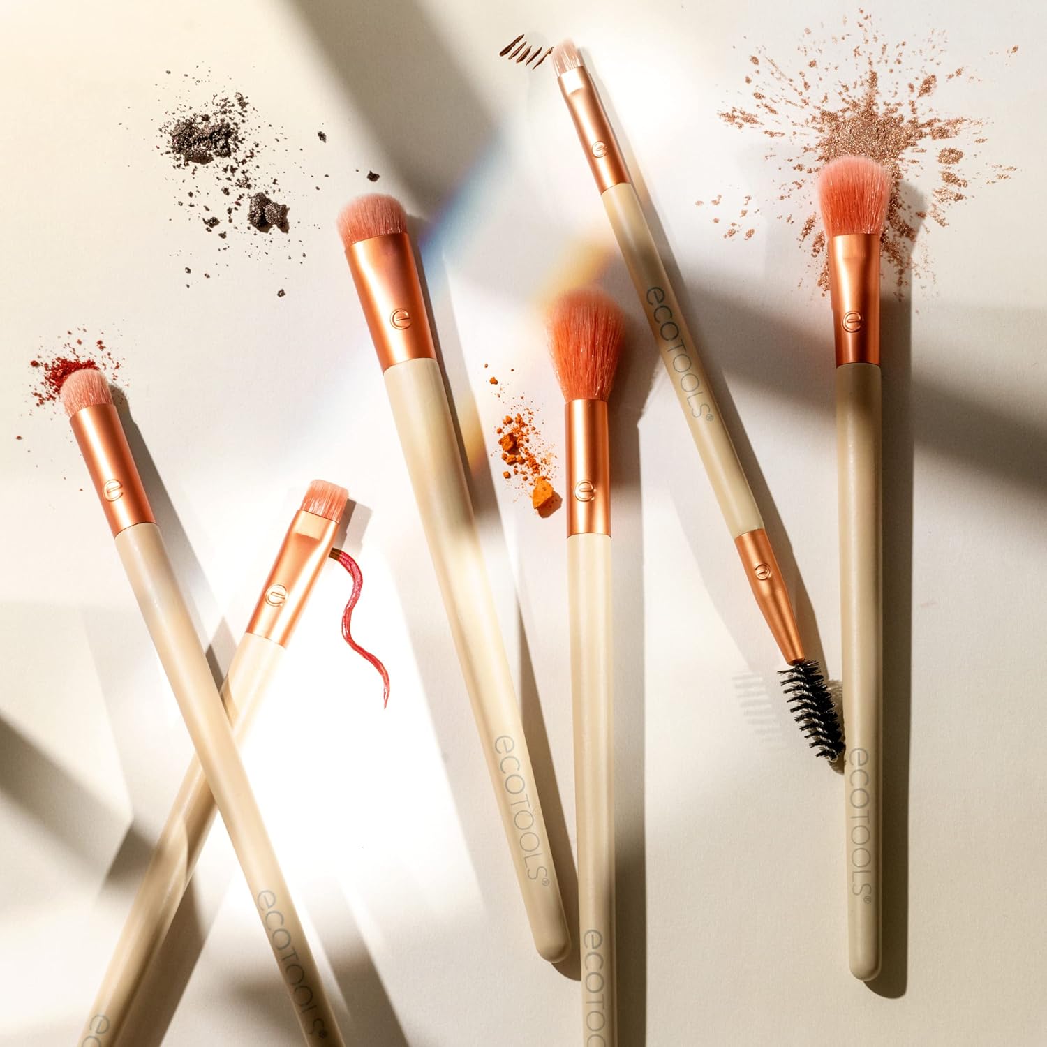 EcoTools Elements Fiery Eye Makeup Brush Set, For Eyeshadow & Eyeliner, Blending Brushes for Eyes, Eco Friendly Makeup Brushes, Limited Edition, Orange, Cruelty Free & Vegan, 6 Piece Set - Image 8