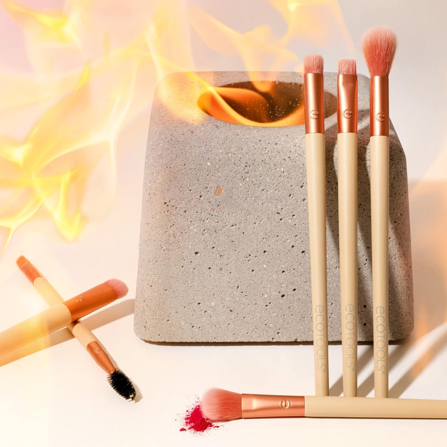 EcoTools Elements Fiery Eye Makeup Brush Set, For Eyeshadow & Eyeliner, Blending Brushes for Eyes, Eco Friendly Makeup Brushes, Limited Edition, Orange, Cruelty Free & Vegan, 6 Piece Set - Image 7