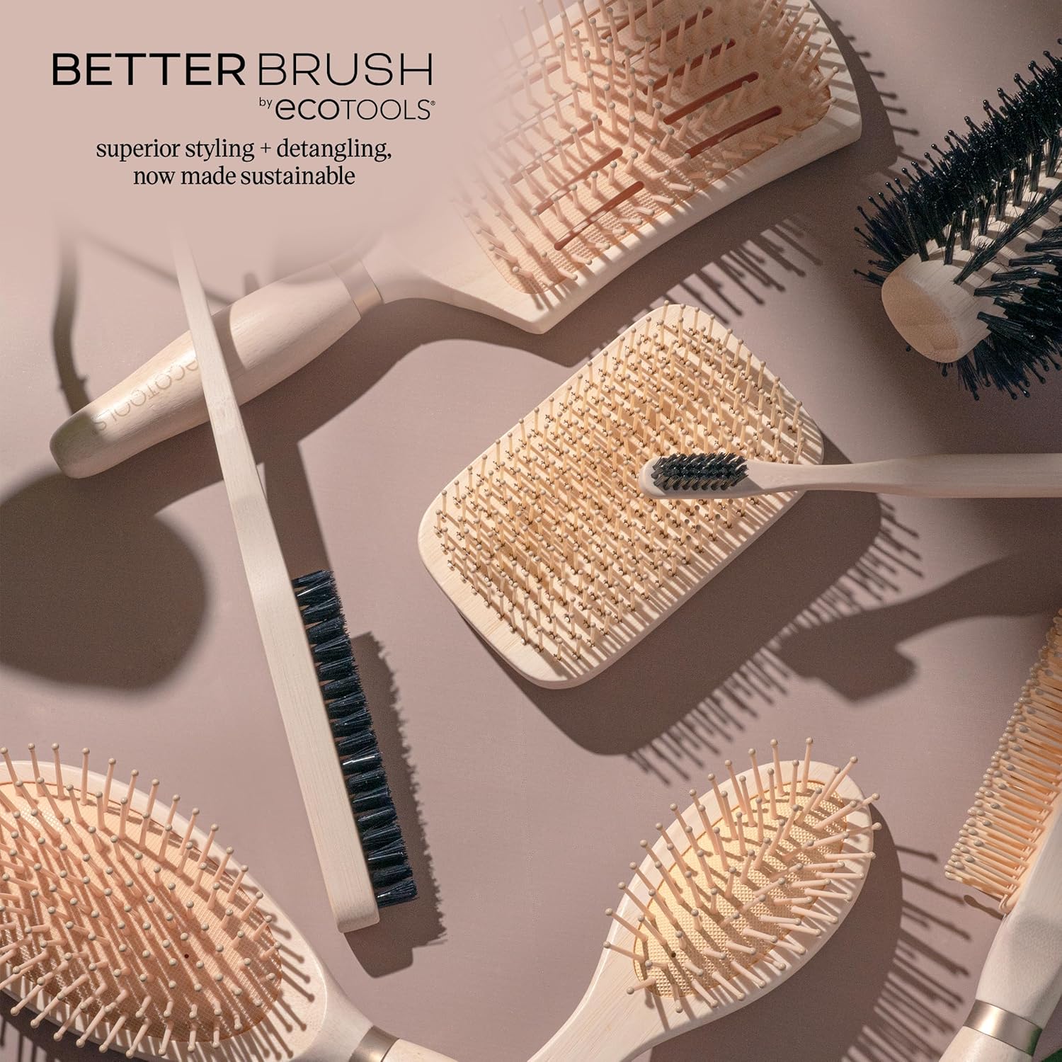 EcoTools Slick Back Hairbrush, Small Brush For The Perfect Ponytail Or Bun, Tease, Smooth, & Style Hair, Tame Frizz & Flyaways, Renewable Bamboo Handle & Vegan Boar Bristles, Cruelty-Free, 1 Count - Image 9